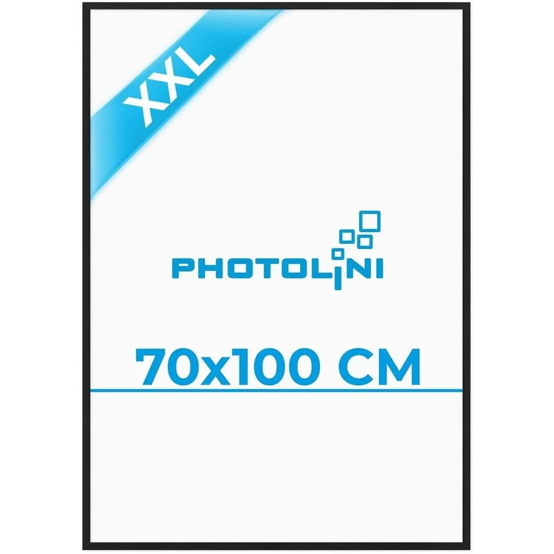 PHOTOLINI Bilderrahmen 70x100 Schwarz, großer Bilderrahmen 70x100 Holz MDF, Poster Rahmen 100x70 XXL mit bruchsicherem …