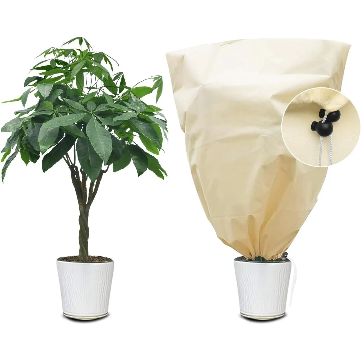 Kimgull 1 Stück Winterschutz für Pflanzen Frostschutz Schutzhülle Winterschutz Kübelpflanzensack mit Zugband, Wiederver…