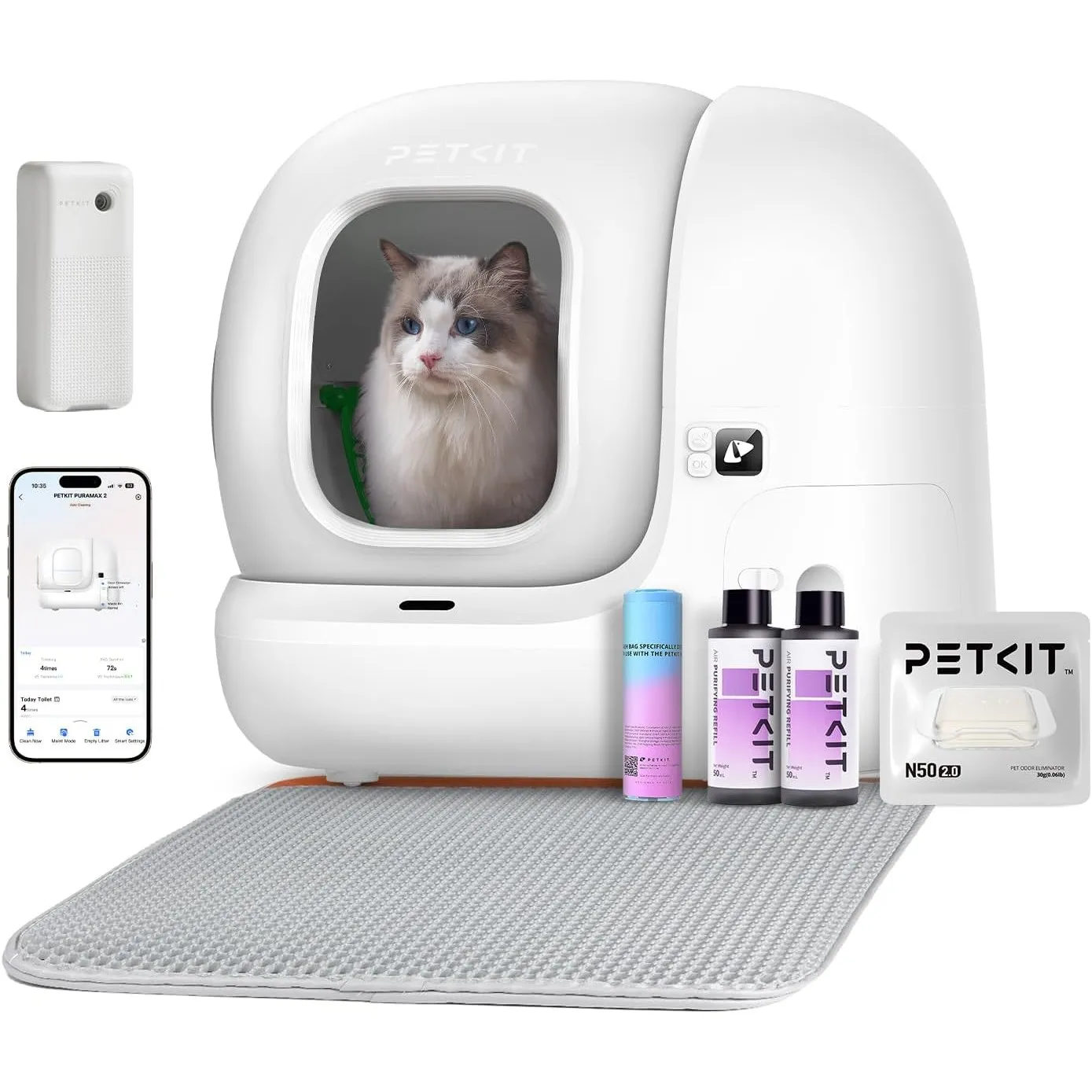 PETKIT Pura Max 2 Selbstreinigende Katzentoilette, 76L Katzenklo Selbstreinigend,xSecure,Geruchsbeseitigung,App-Steueru…