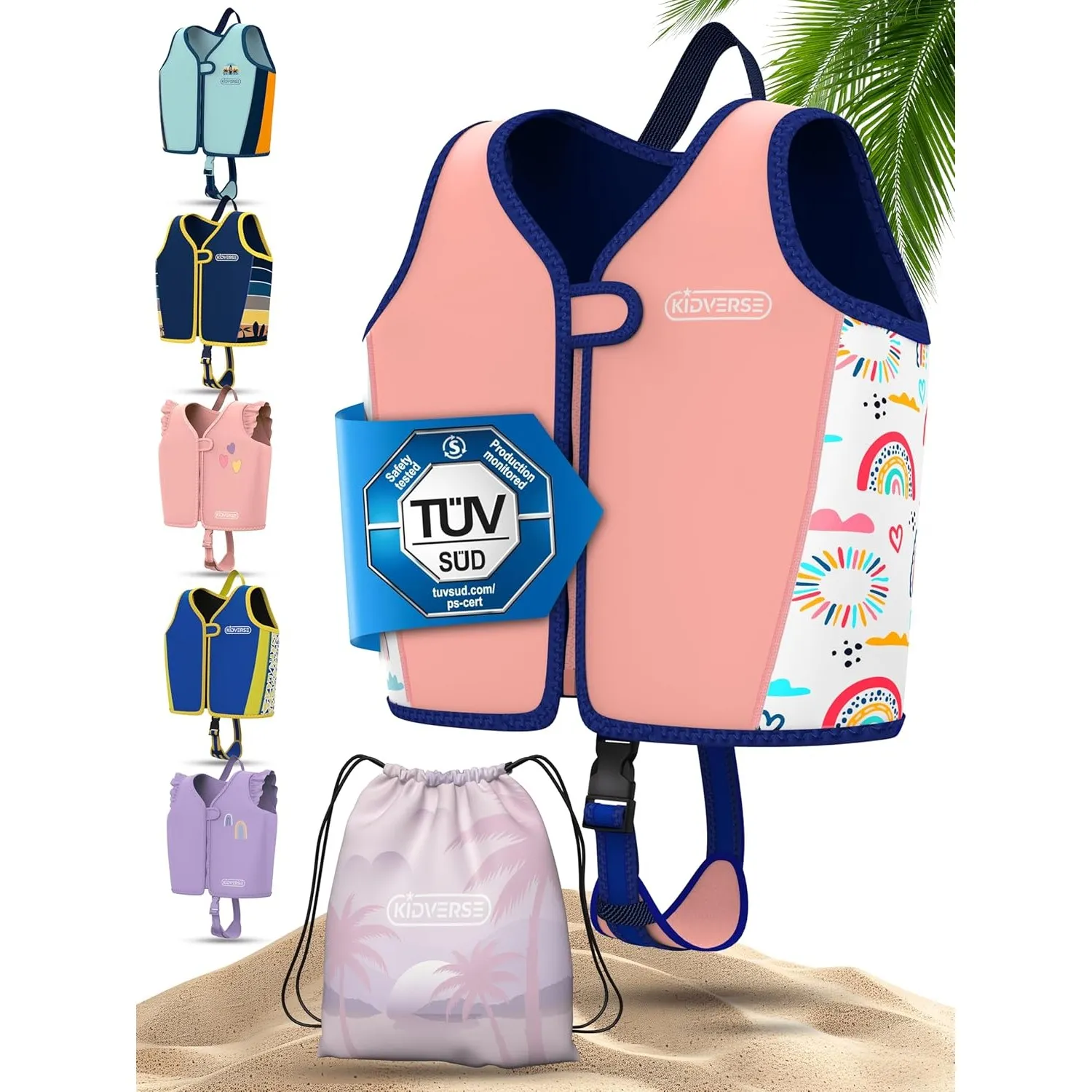 KIDVERSE Schwimmweste Kinder - TÜV geprüfte Schwimmhilfe für Kinder ab 2 Jahre mit verstellbarem Auftrieb & extra weich…