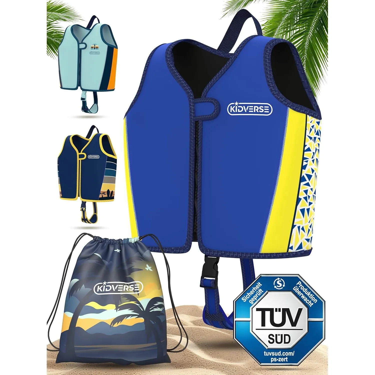 KIDVERSE Schwimmweste Kinder - TÜV geprüfte Schwimmhilfe für Kinder ab 2 Jahre mit verstellbarem Auftrieb & extra weich…