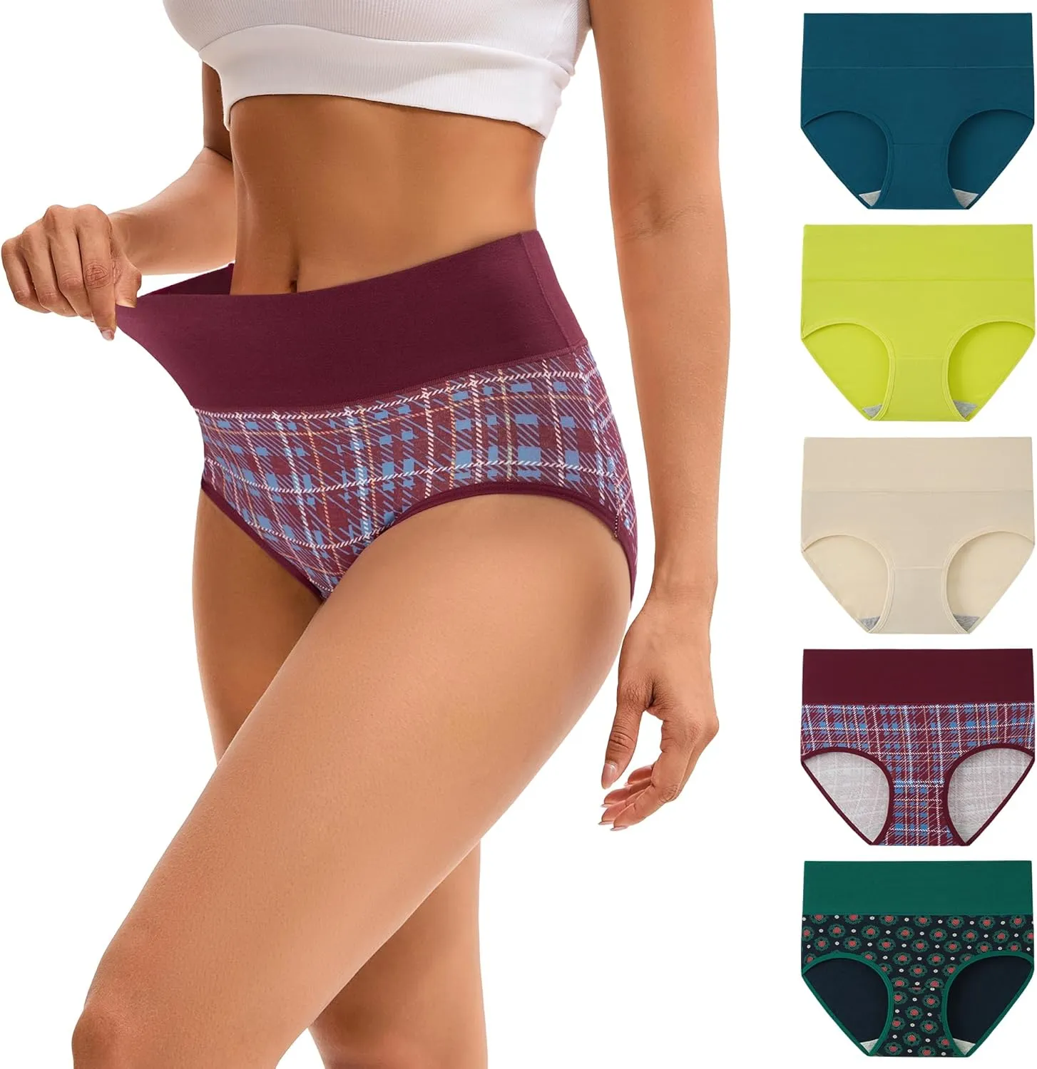 INNERSY Unterhosen Damen Baumwolle Stretch Slips Hohe Taille Weiche Unterwäsche Frauen 5er Pack