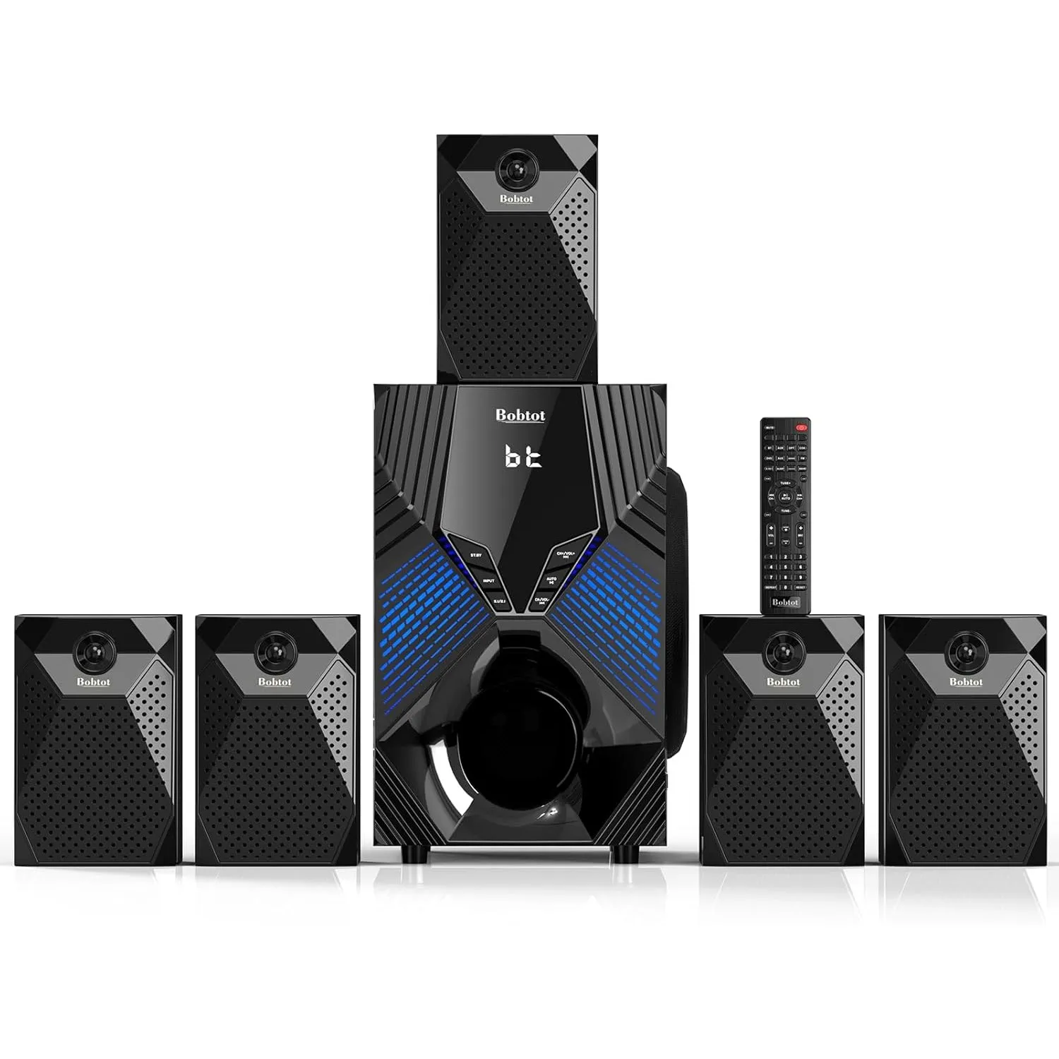 Bobtot 1000W Surround-System, 8" Subwoofer, 5.1 Soundsystem Heimkino