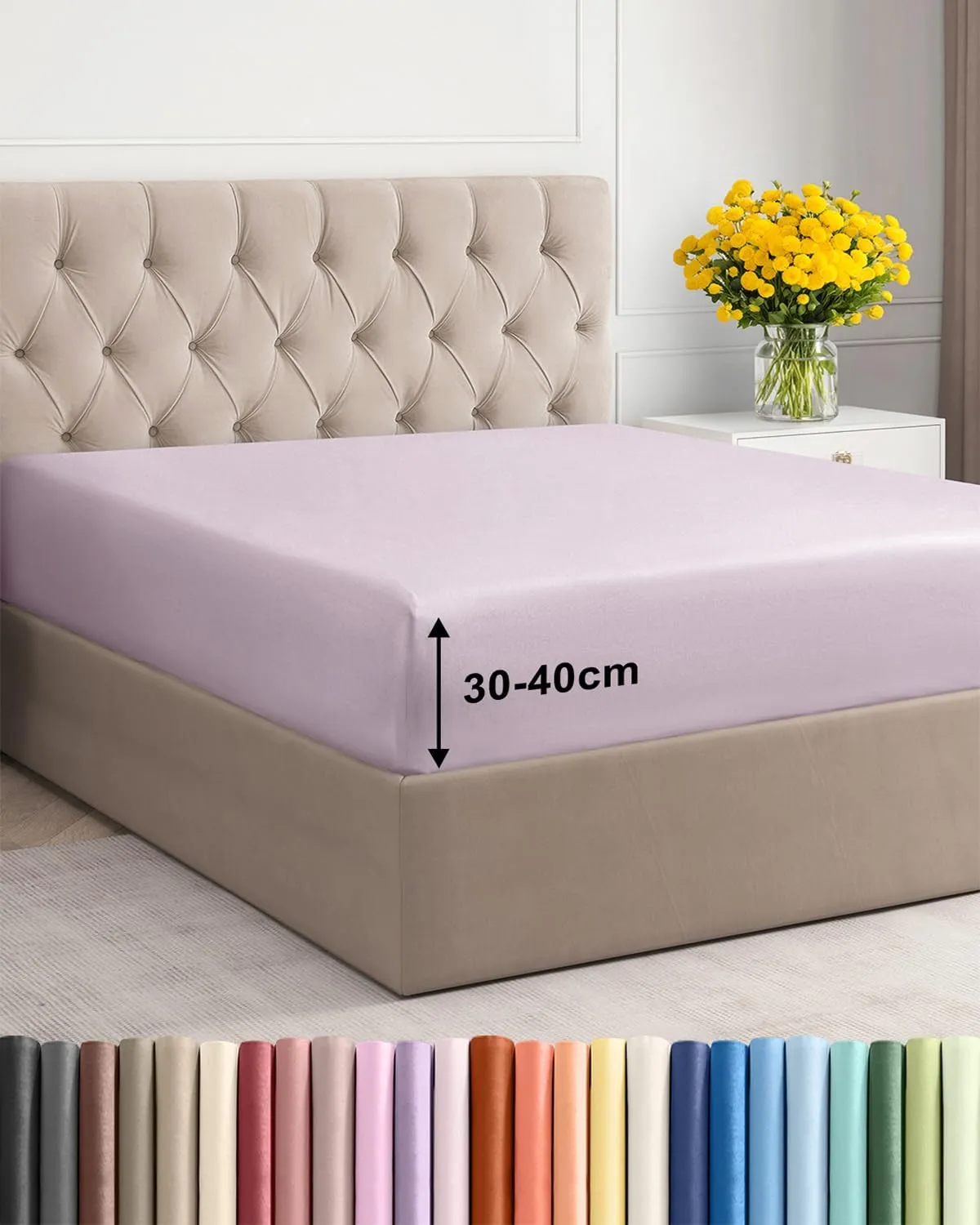 Spannbettlaken 200x200 cm - Extra Tiefes Spannbetttuch für Matratzen bis 40 cm (16") Höhe - Polyester Mikrofaser - Weic…