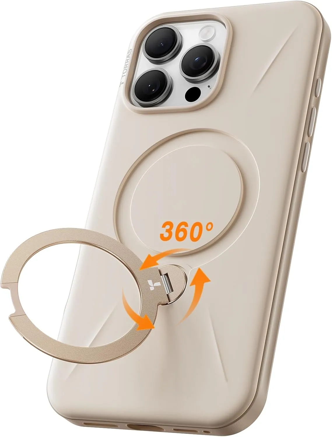 TORRAS Ostand Q3 Spin Case for iPhone 16 Pro for Magsafe (Magnetic Robust Stand Ring), Certified Military Protection, H…