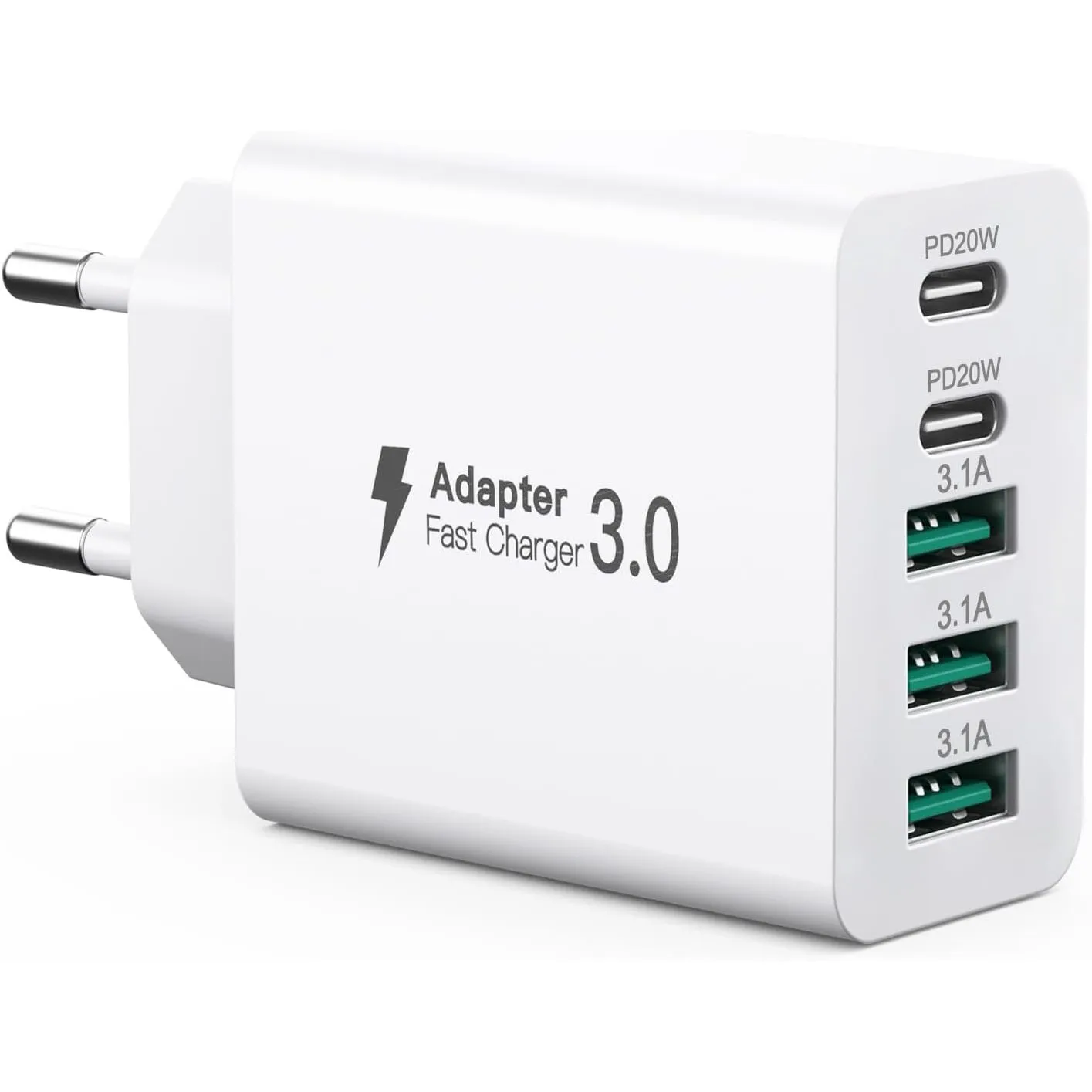 USB C Ladegerät 50W, 5 Ports Mehrfach Stecker mit【2 USB-C und 3 USB-A】, 50W USB-A Netzteil Wand-Ladegerät, Fast Charge …