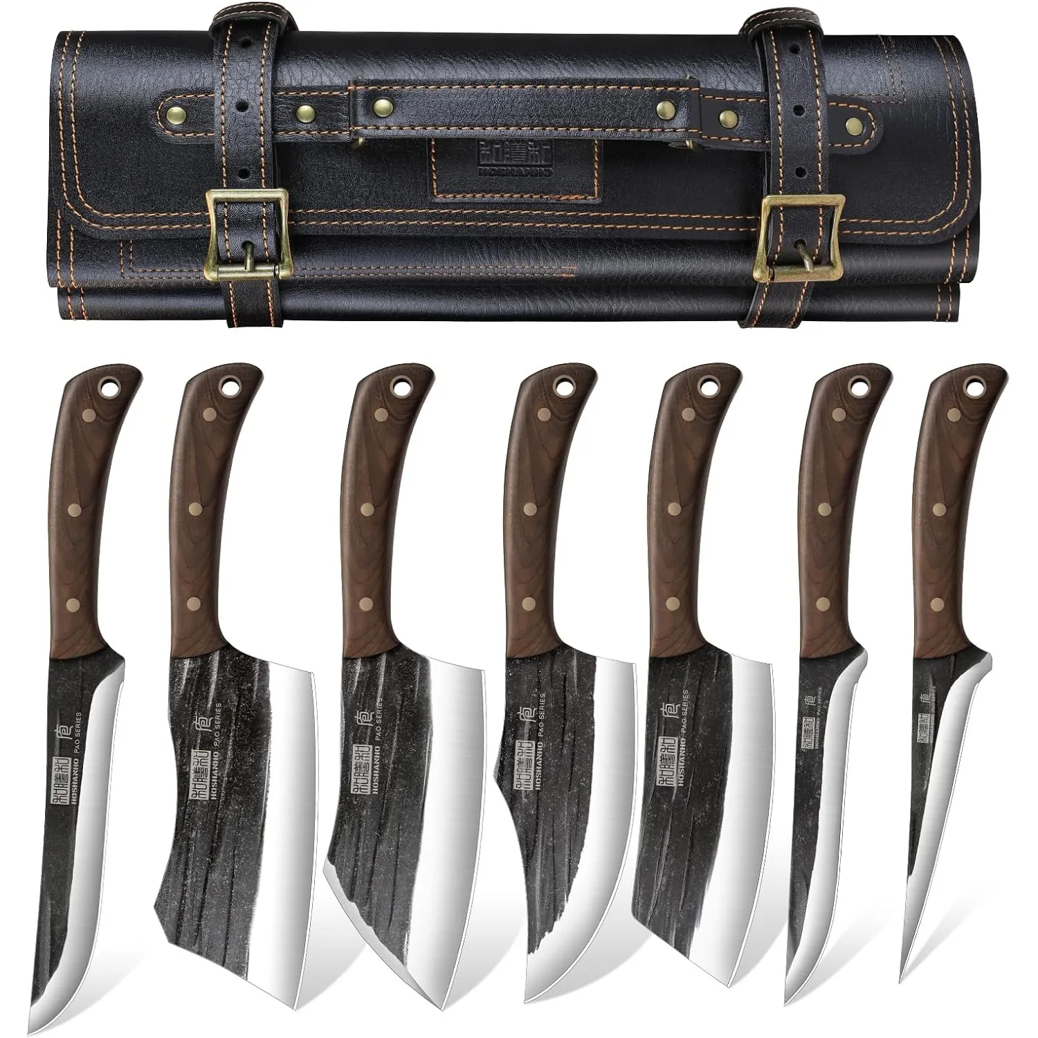 HOSHANHO Metzgermesser Set, Metzger Küchenmesser Set mit Messertasche
