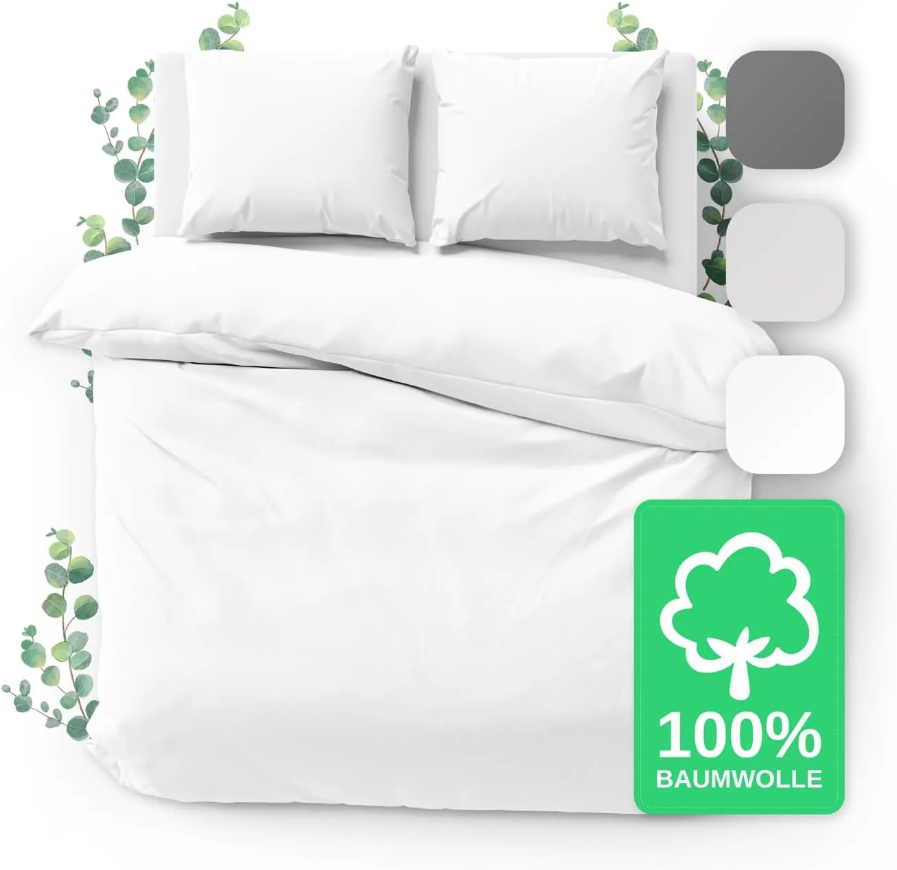 JACOBSON Bed Linen 155 x 220 cm Set - 100% Cotton Duvet Cover 155 x 220 cm + 2 Pillowcases 80 x 80 cm, Percale Bed Line…