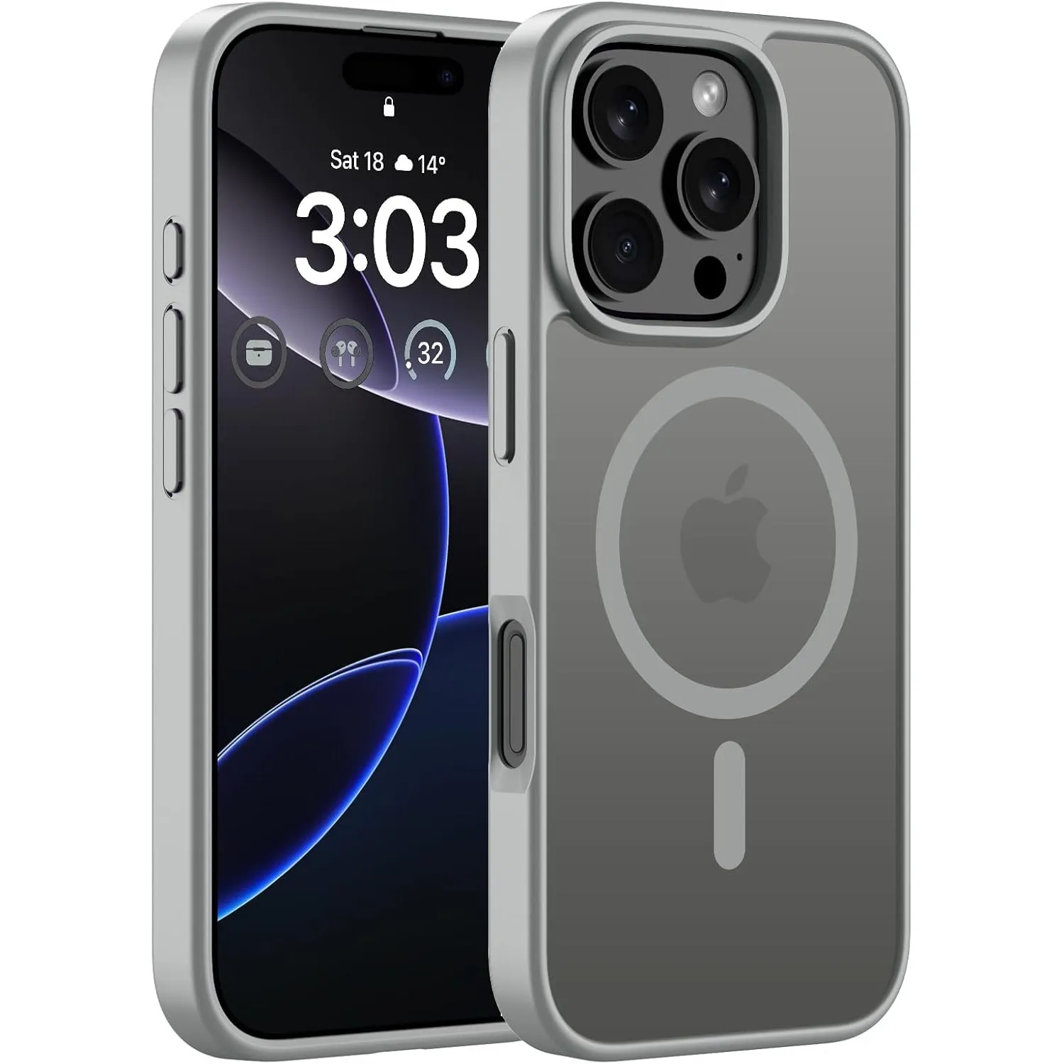 ORDA für iPhone 16 Pro Hülle, Kompatibel mit MagSafe, Grau | Durchscheinend Rückseite, Matt Magnetische Handyhülle, Sto…
