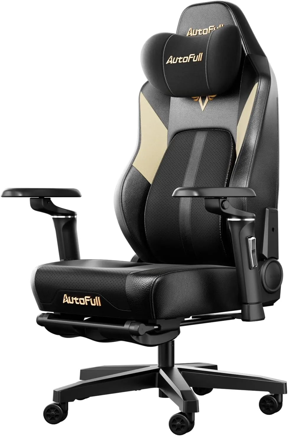 AutoFull M6 Ultra Gaming Stuhl, Gaming Stuhl mit Belüftetem und Beheiztem Sitz und 360° Verstellbarer Armlehne, Auto Dynamic Tracking Lendenwirbelstütze, Ergonomischer Bürostuhl mit Fußstütze, Schwarz