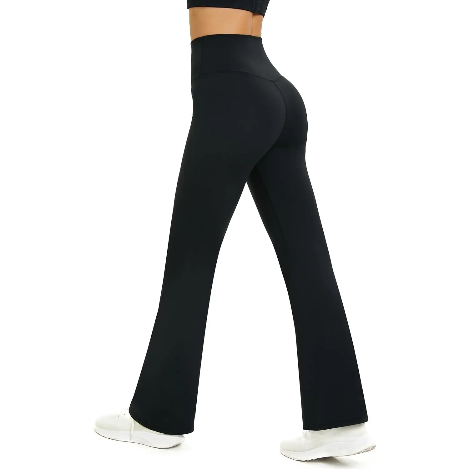 Glacspyg Yogahose Damen Flared Sporthose Hohe Taille Schlaghose mit Bauchkontrolle Trainings Fitness Jogginghose