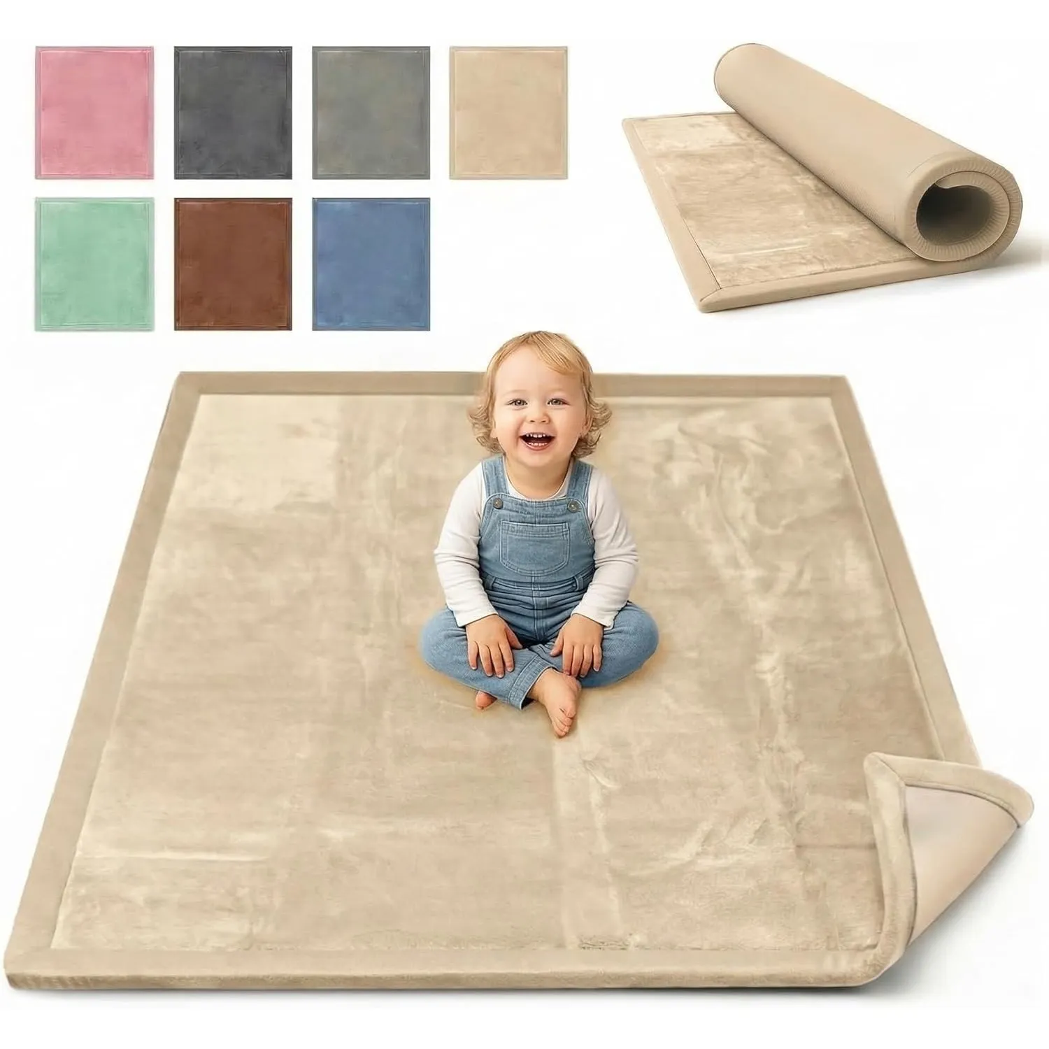 BabybeFun Krabbelmatte Baby - kuschelig weich - 3cm Dicke Spielmatte - schützt vor Stößen - Teppich Kinderzimmer 150x20…