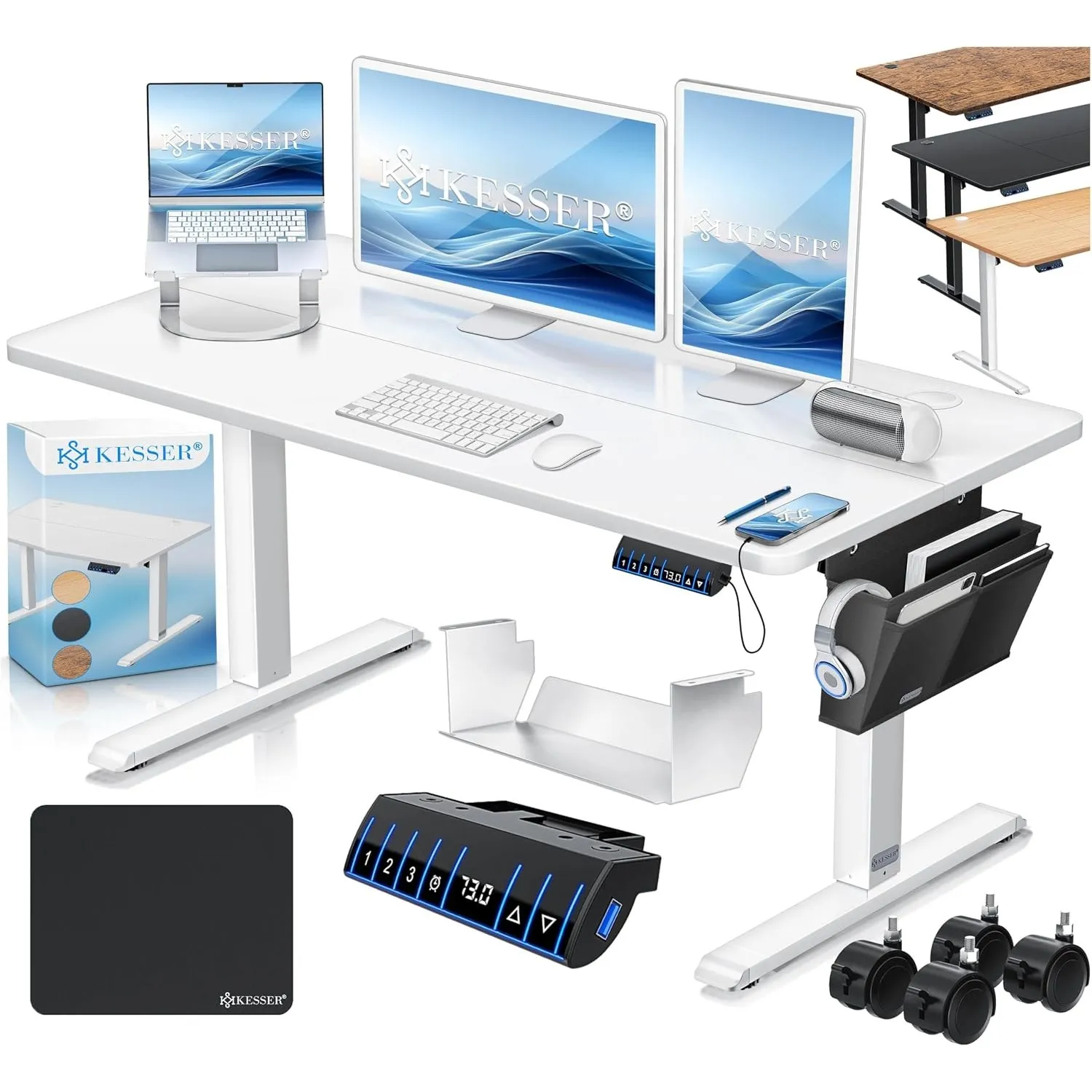 KESSER® höhenverstellbarer Schreibtisch elektrisch 120 x 60 cm, ergonomischer Steh-Sitz Tisch mit 3-Memory-Funktion, St…