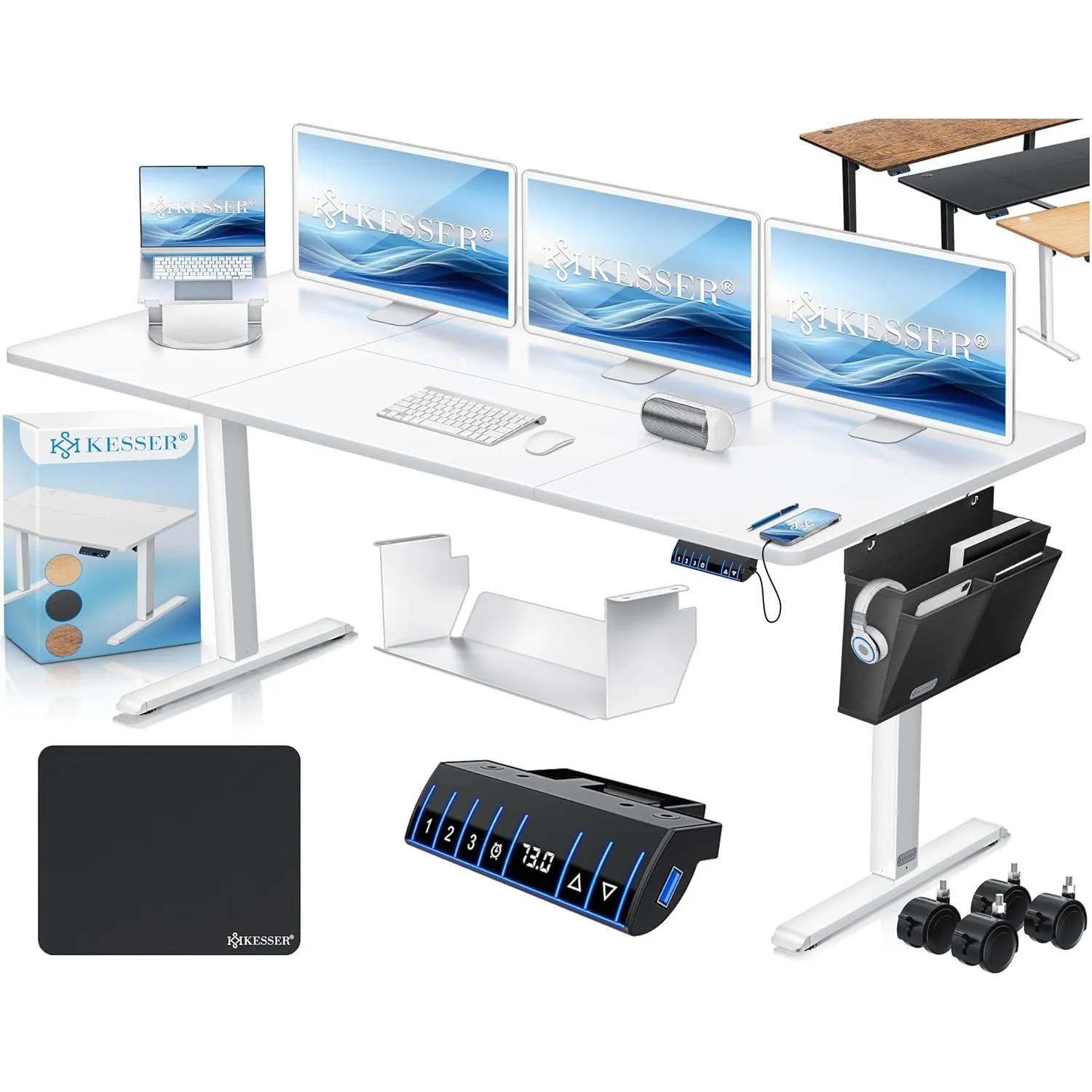 KESSER® höhenverstellbarer Schreibtisch elektrisch 180 x 80 cm, ergonomischer Steh-Sitz Tisch mit 3-Memory-Funktion, St…
