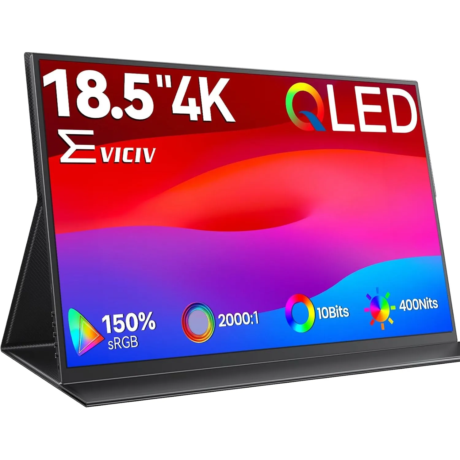 EVICIV Portable Monitor 4K 18,5 Zoll Großer QLED 150% sRGB 10Bits 2000:1 | Tragbarer Display mit VESA & Schutzhülle, UH…