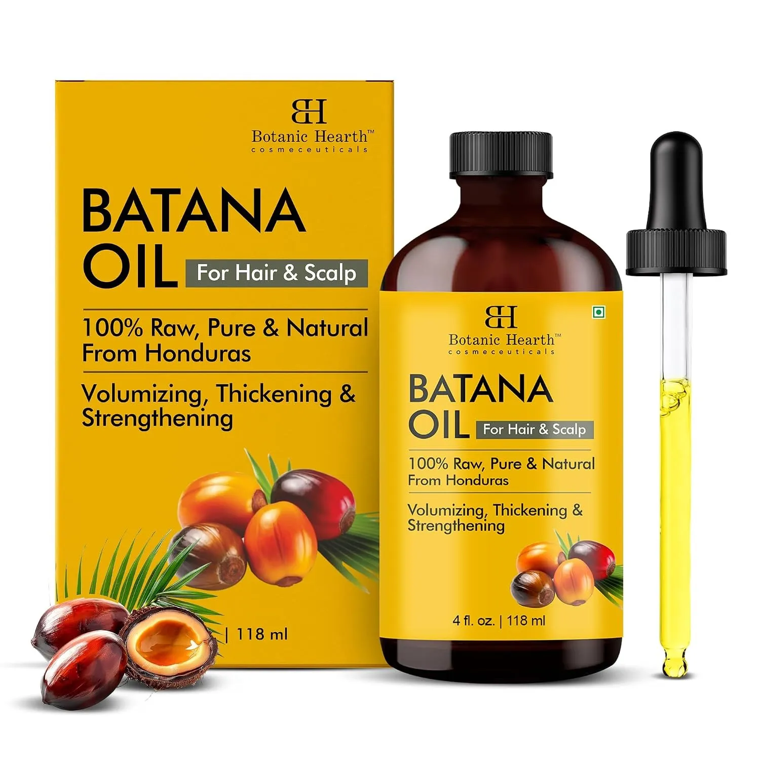 Botanic Hearth Rohes Batana Haaröl 100% Rein für Haar & Kopfhaut 118 ml | Reich an natürlichen Nährstoffen zur Verbesse…