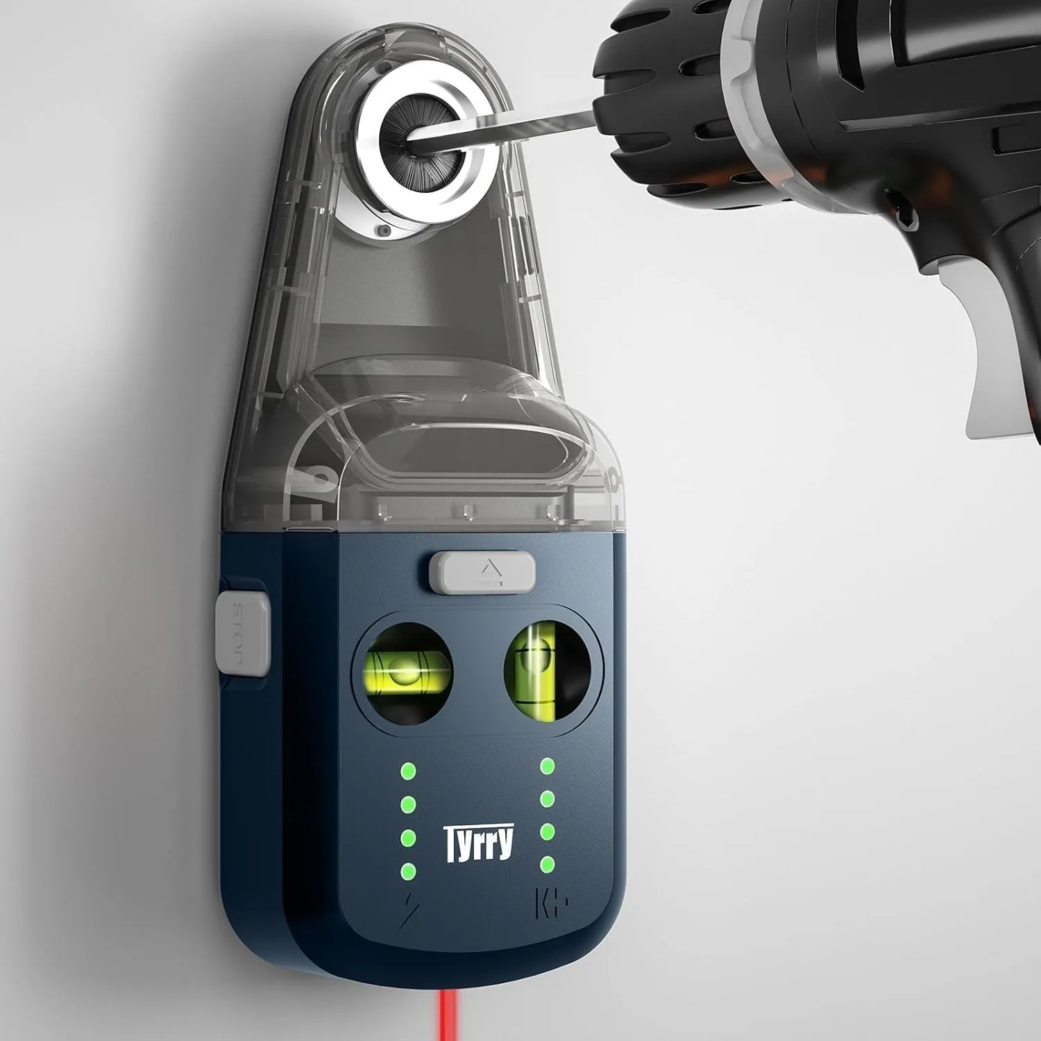 4-in-1 Laser Wasserwaage mit Kreuzwasserwaage, Bohrstaubfänger, Wandhalterung, Elektronischem Vakuum-Saugnapf, Nivellie…