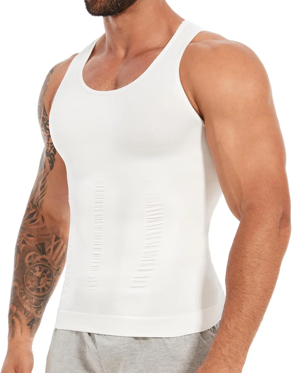SLIMBELLE Body Shaper Herren Elastische Unterhemd Herren Tight Compression Shirt Taillenformer Figurformend Bauch Weg Shirt Männer