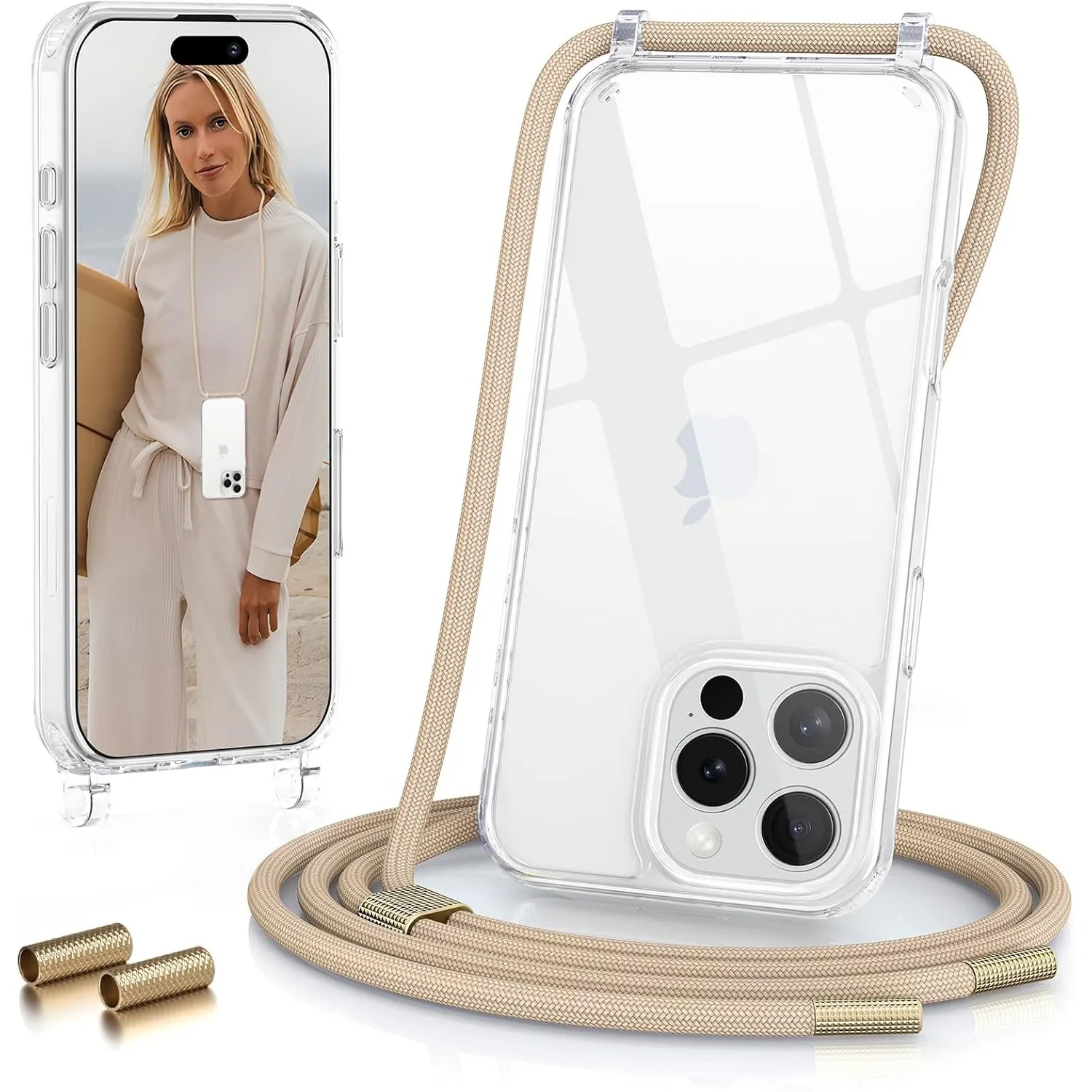 GOODVISH Handykette für iPhone 16 Pro Hülle mit Band (6.3") | Kameraschutz und Bildschirmschutz | | Necklace Handyhülle…
