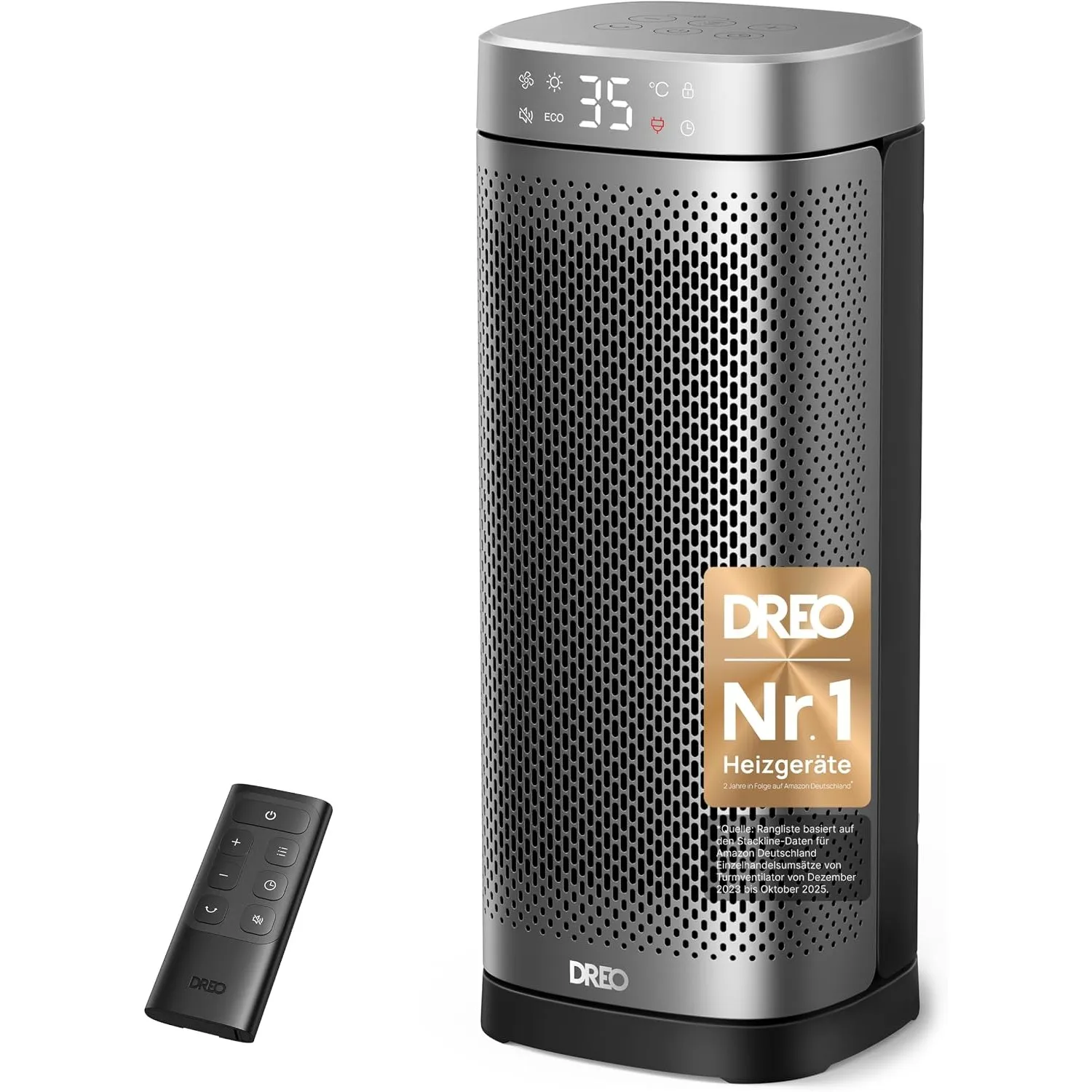 Dreo 16 Inch Electric Heater, Energy Efficient Space Heaters with Thermostat, 70° Oscillating Remote Control 3 Mode Tip…