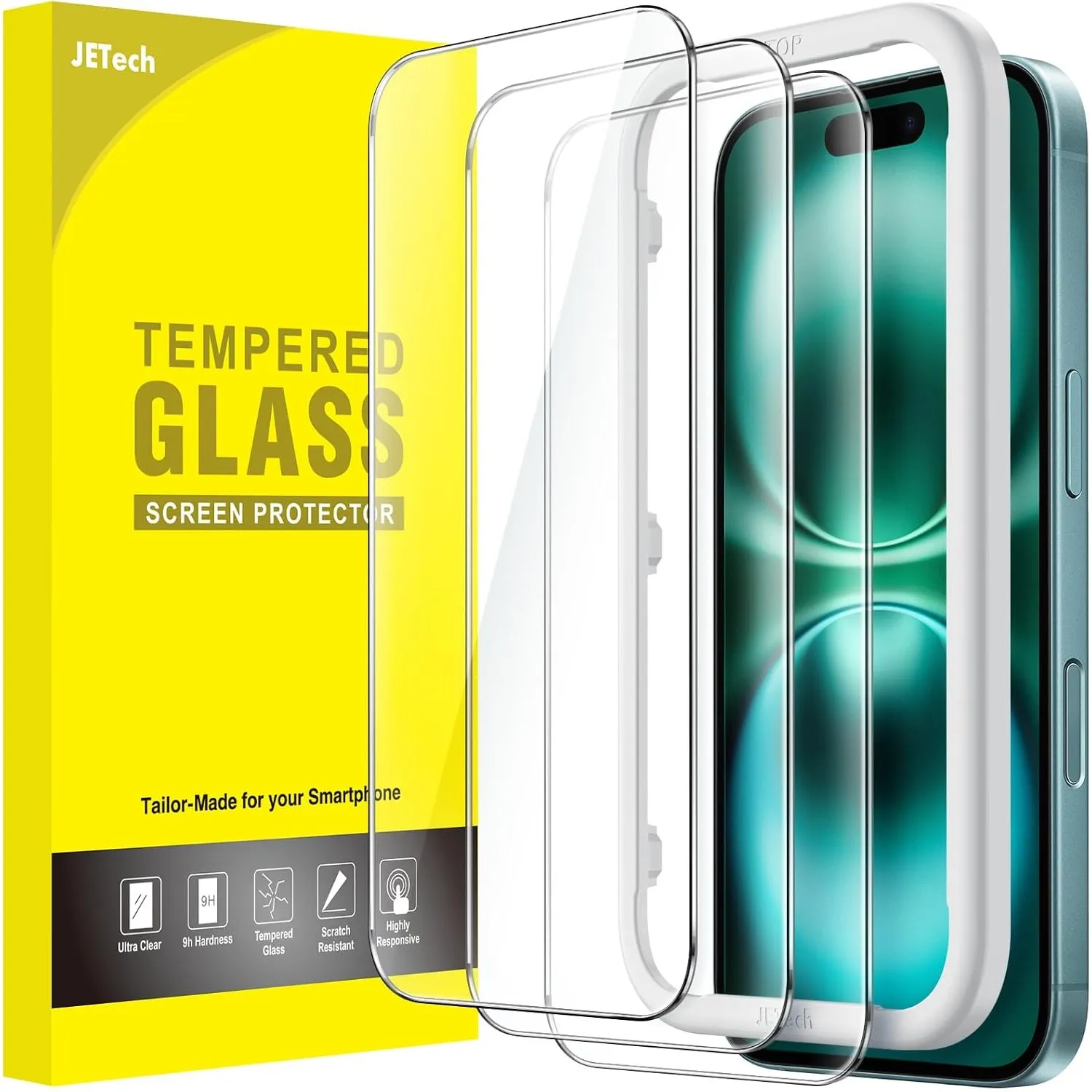 JETech Schutzfolie für iPhone 16 Plus, 3 Stück