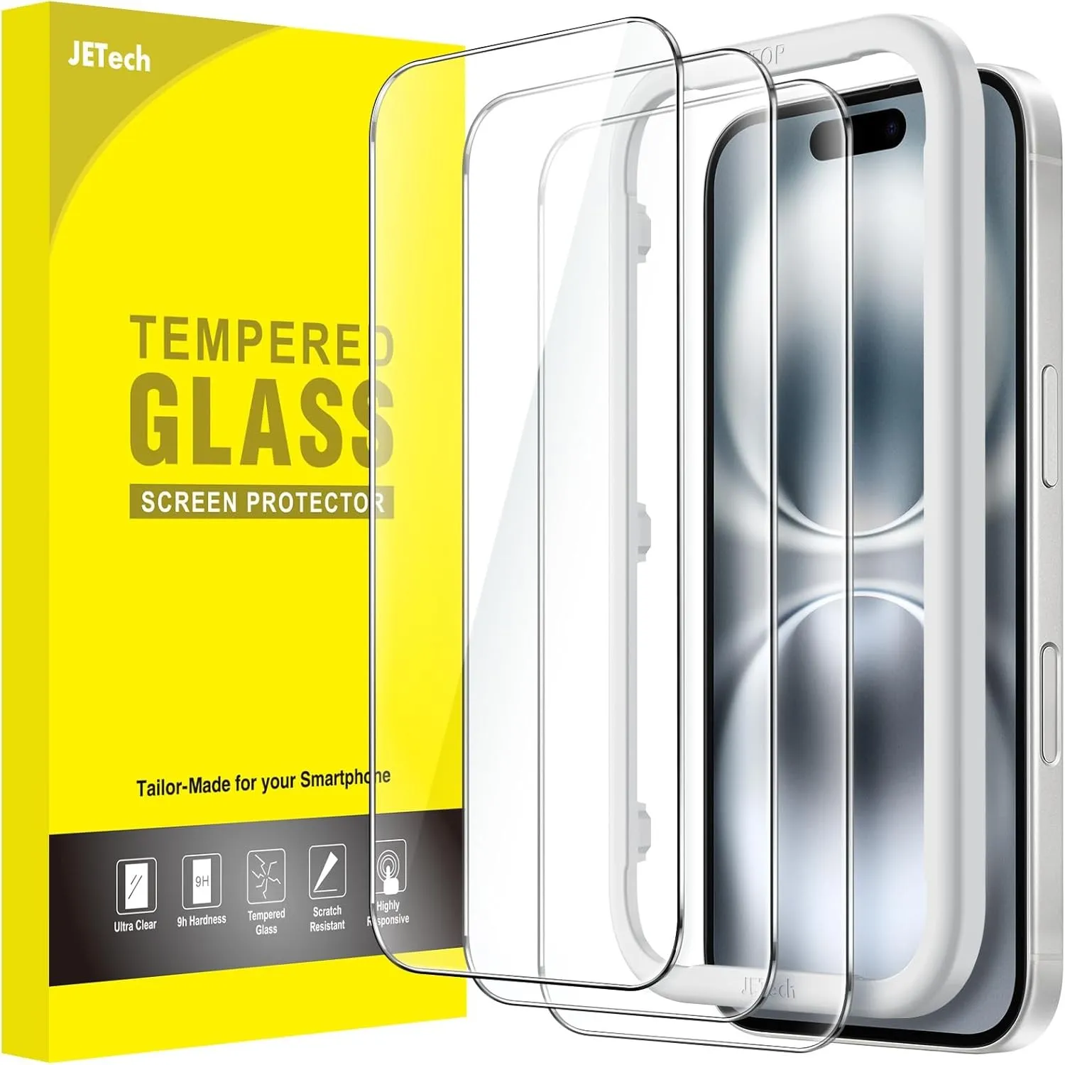 JETech Schutzfolie für iPhone 16, 3 Stück
