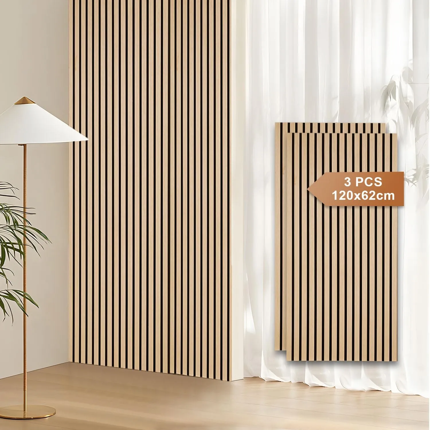 Fiqops 3X Akustikpaneele Holz 120x60cm Wandpaneele aus Holzfunier und Filz,Holzpaneele Eichenholz,Wandverkleidung holz …