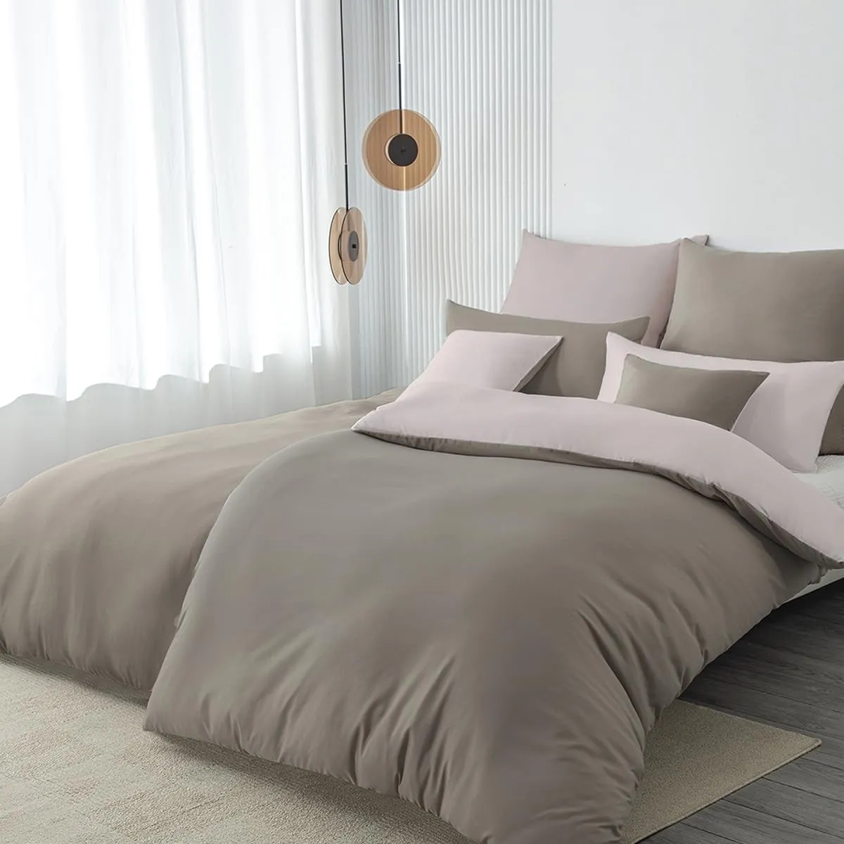 Bettwäsche 135x200 4teilig Mikrofaser, Taupe/Beige
