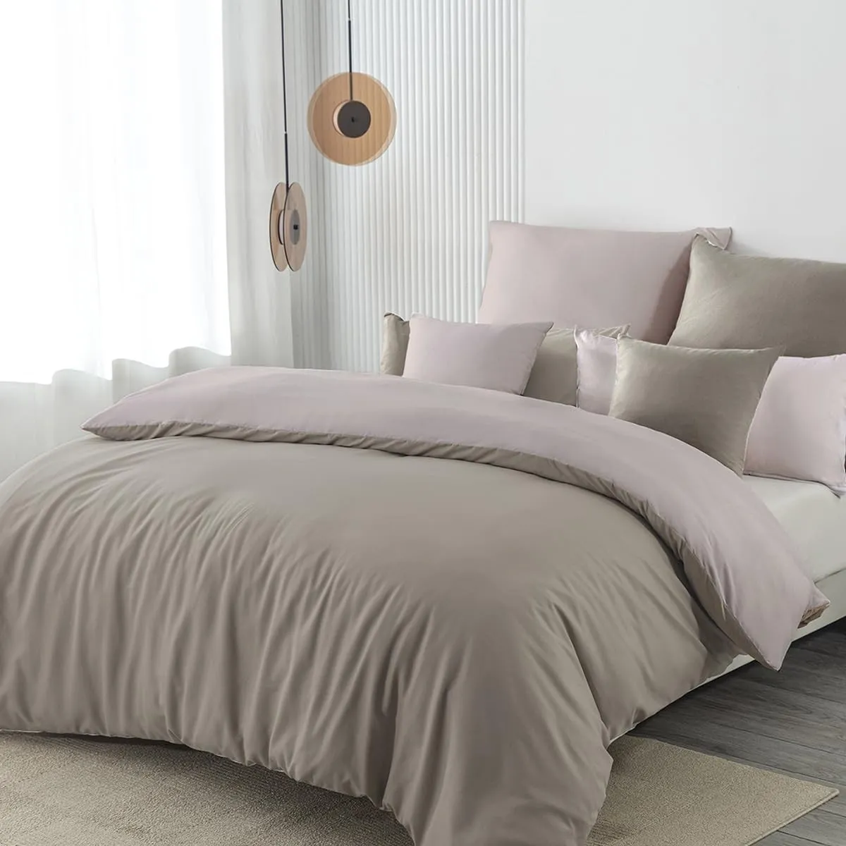Bettwäsche 200x220 3teilig Mikrofaser, Taupe/Beige