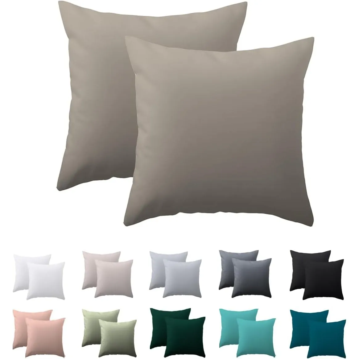Kissenbezug 80x80 2er Set, Taupe, 100% Mikrofaser