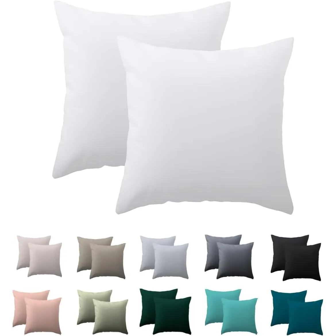Kissenbezug 40x40 2er Set, Weiß, 100% Mikrofaser