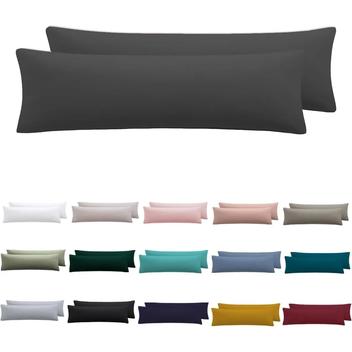 Seitenschläferkissen Bezug 40 x 145 2er Set, Anthrazit