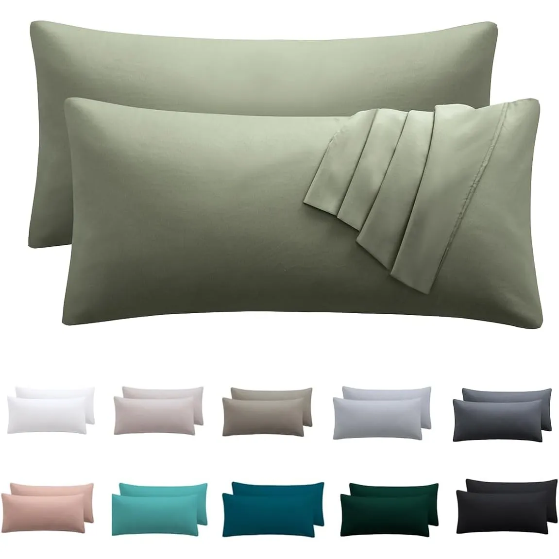 Kissenbezug 40x60 2er Set, Salbeigrün, 100% Mikrofaser