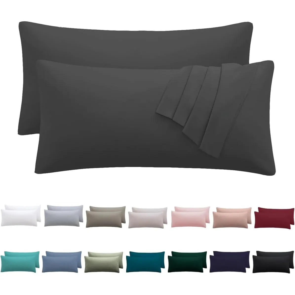 Kissenbezug 40x60 2er Set, Anthrazit, 100% Mikrofaser