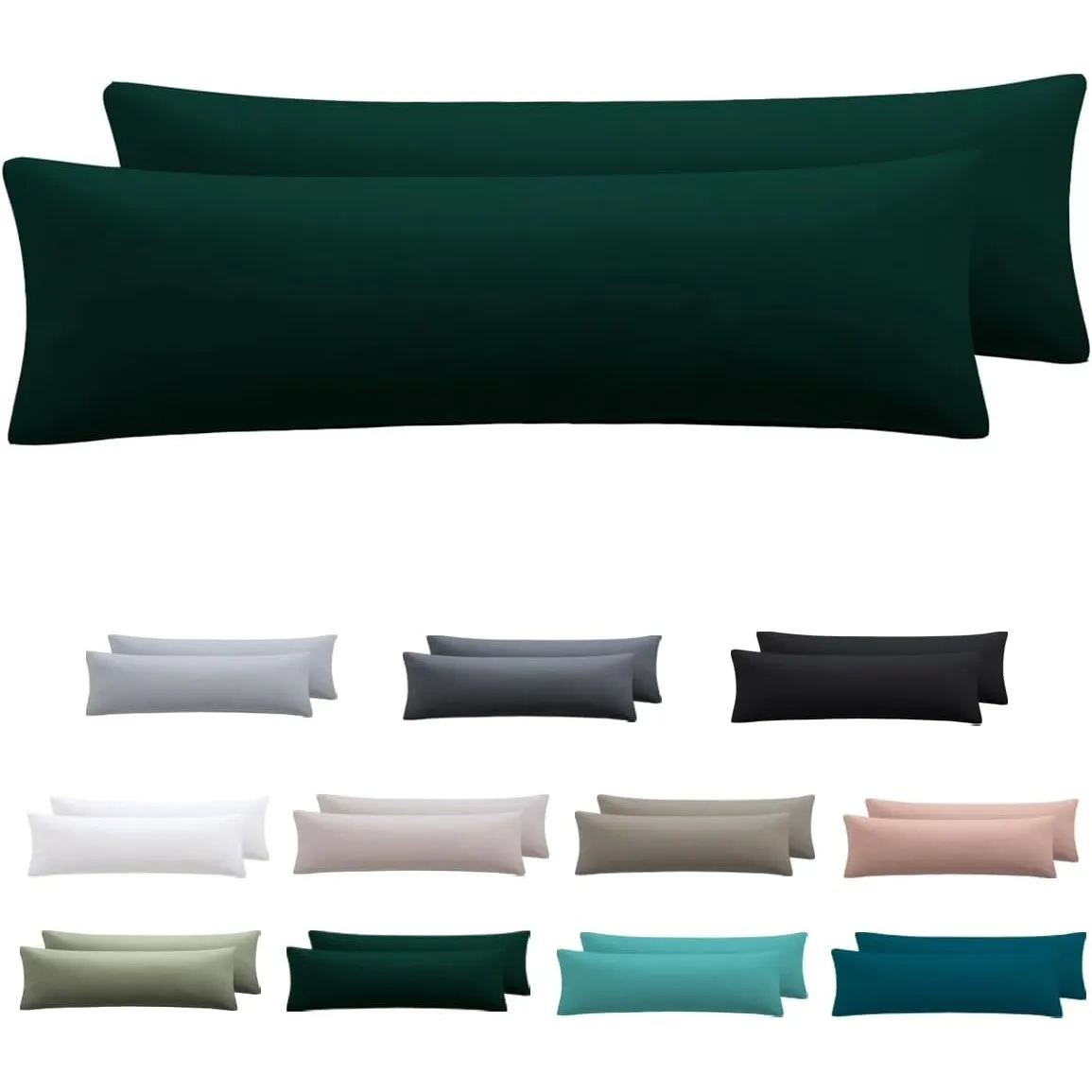 Seitenschläferkissen Bezug 40 x 145 2er Set, Dunkelgrün