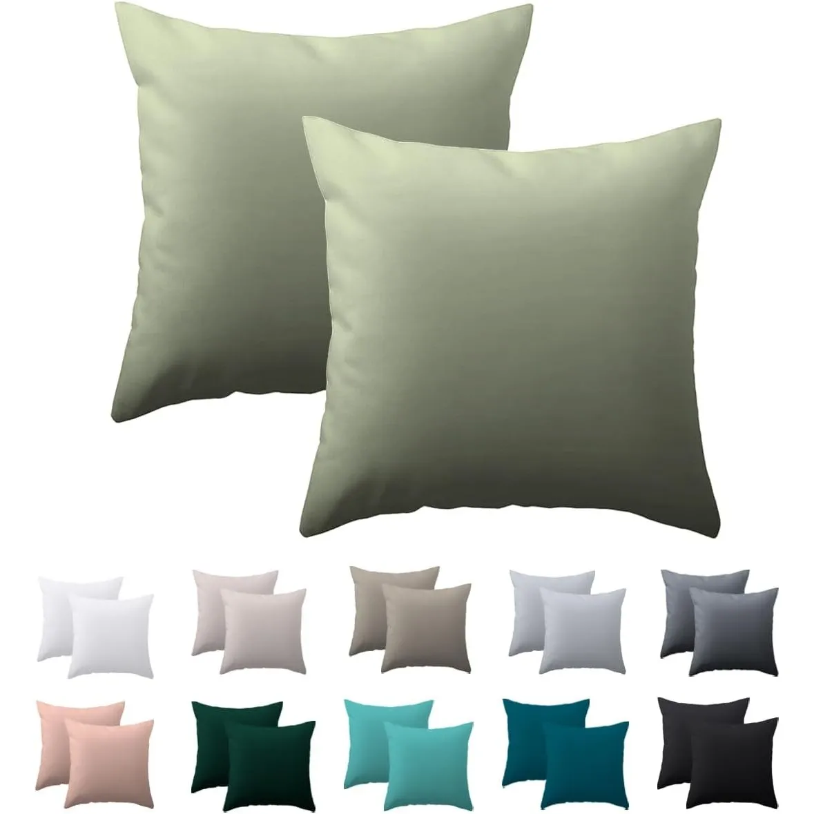 Kissenbezug 40x40 2er Set, Salbeigrün, 100% Mikrofaser