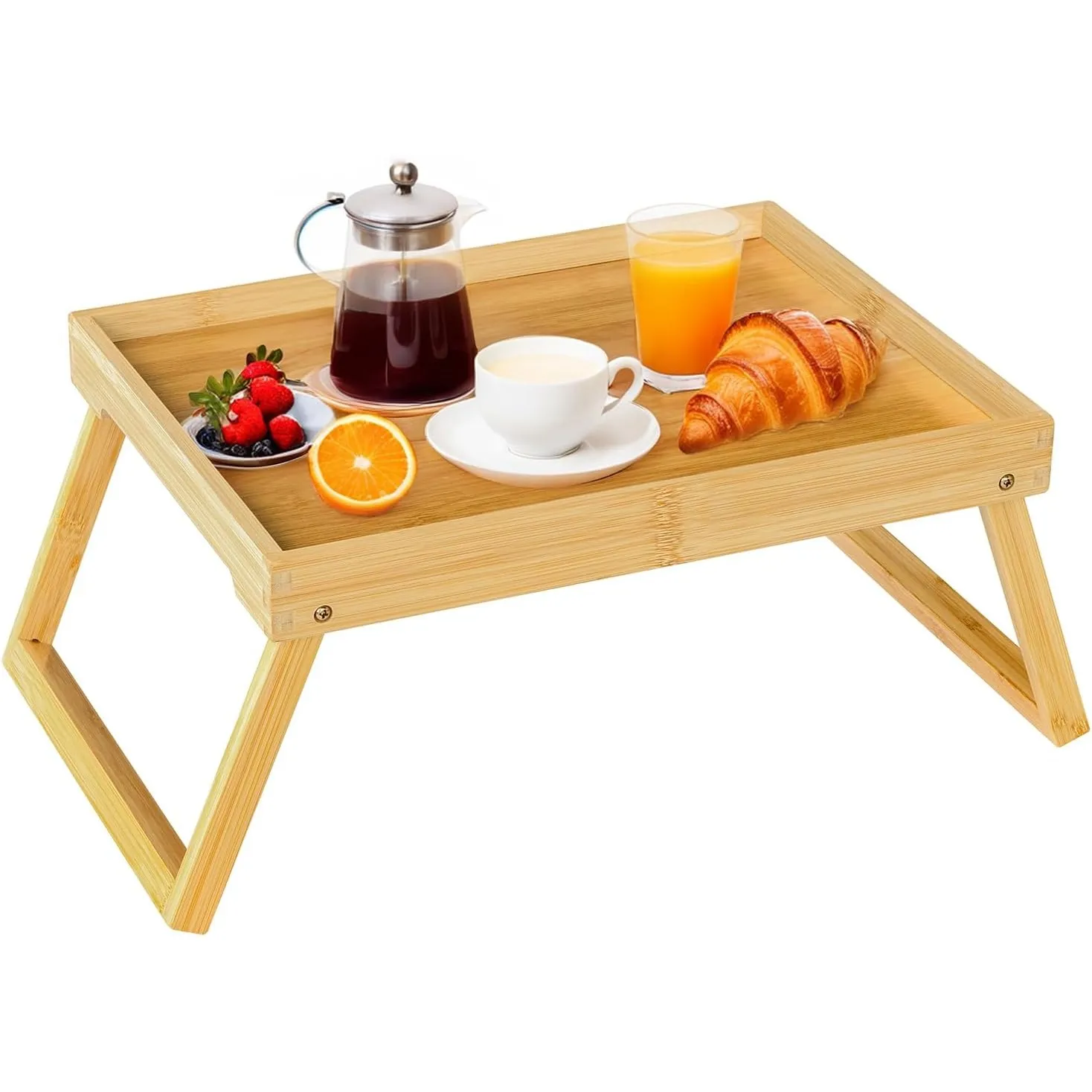 Betttablett Tisch mit klappbaren Beinen,Frühstück im Bett Essen (Beige) | Bettschalen für Klapptisch Essen, Küche Servi…