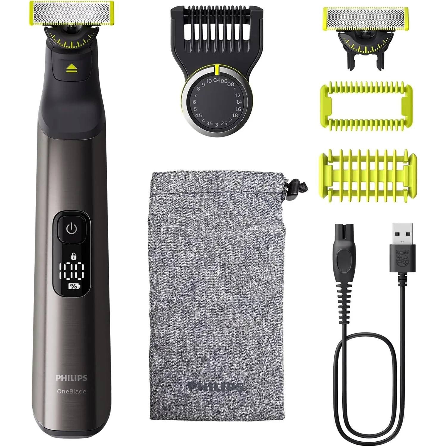 PHILIPS OneBlade Pro 360 Face & Body - elektrischer Rasierer, Trimmer & Bodygroomer, 2x 360 Klingen, Präzisionskamm, 2x…