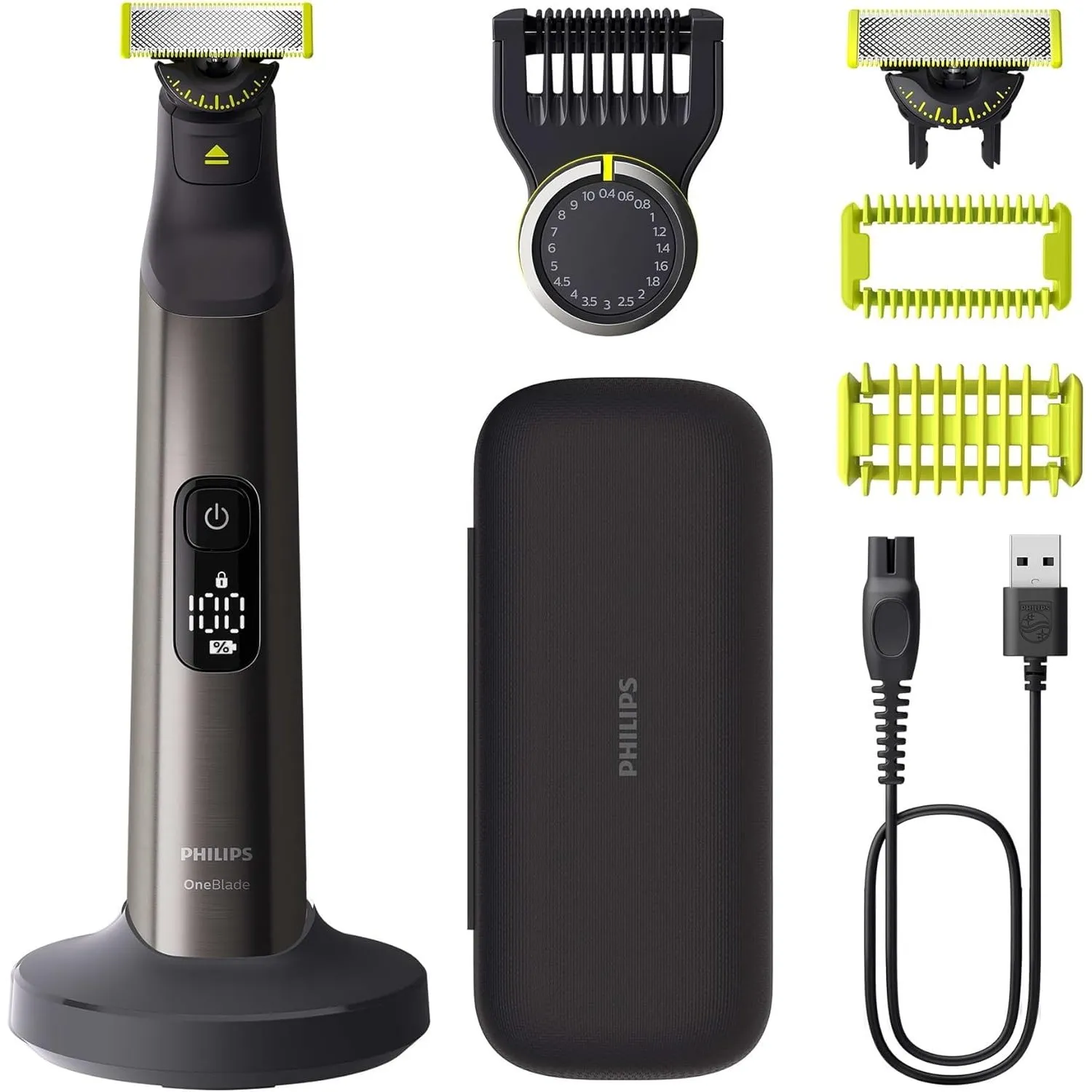 PHILIPS OneBlade Pro 360 Face & Body - elektrischer Rasierer, Trimmer & Bodygroomer, 2x 360 Klingen, Präzisionskamm, 2x…