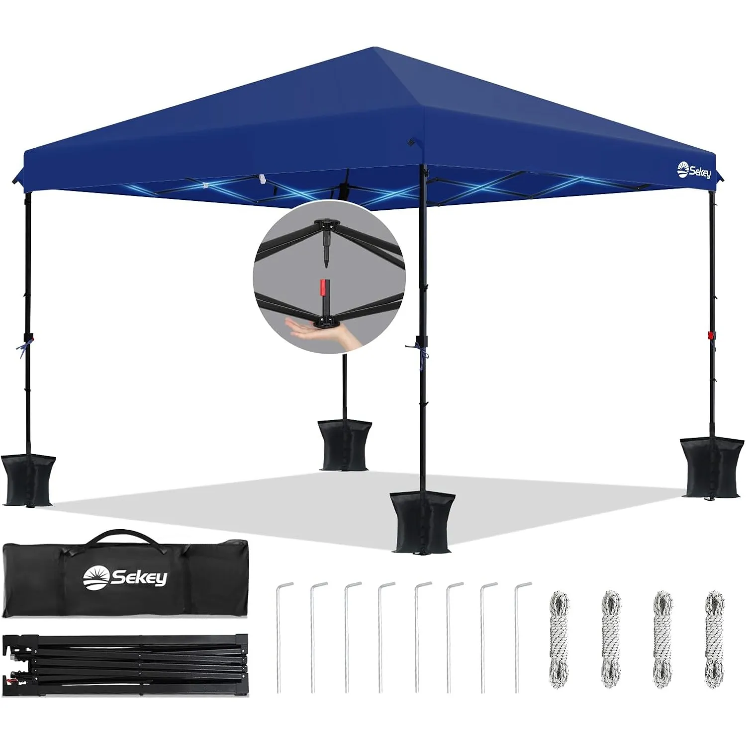 Sekey One-Touch Pop Up Pavillon 3x3 Wasserdicht Stabil Winterfest, Faltpavillon 3x3m mit Verdickten Röhren, Partyzelt P…