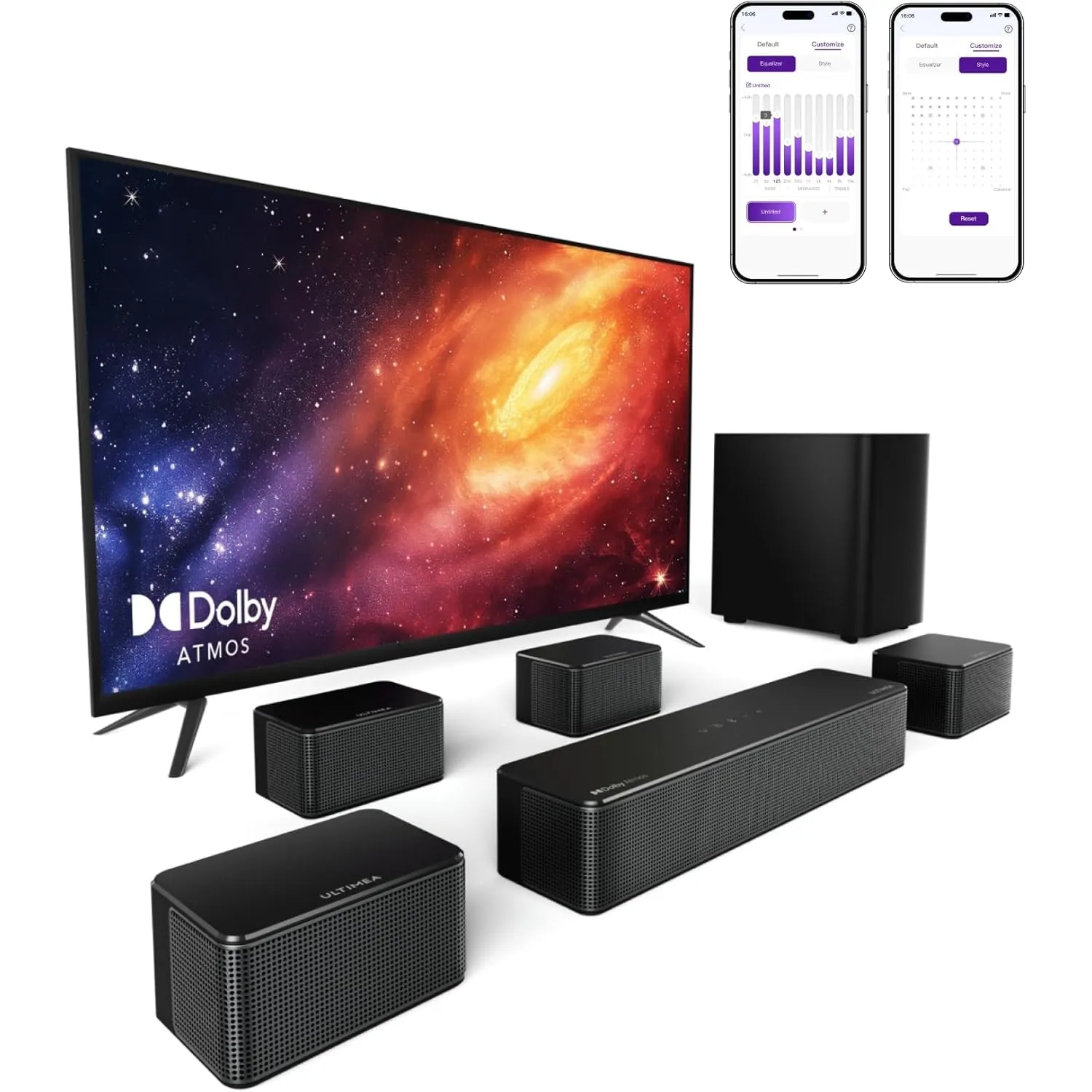 ULTIMEA 7.1 Surround Sound System für TV mit Dolby Atmos, Poseidon D80