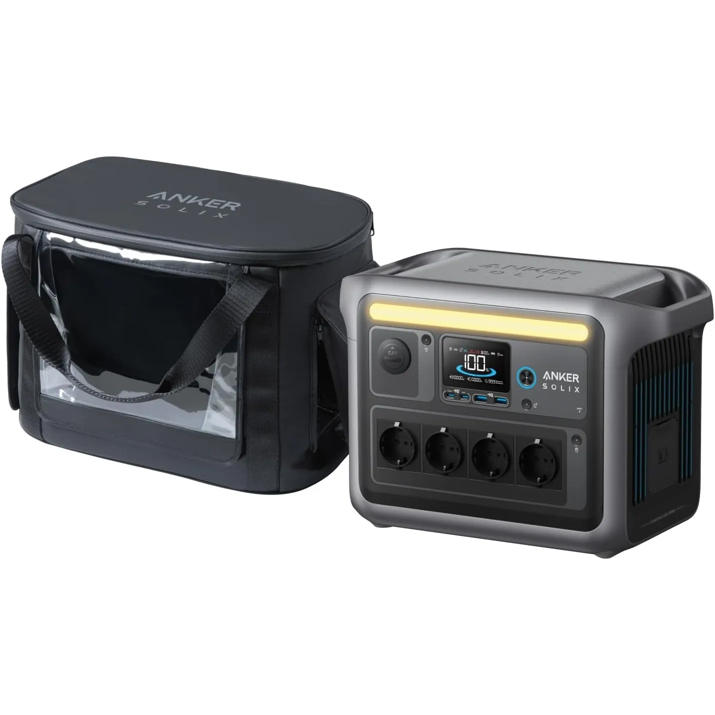 Anker SOLIX C1000 tragbare Powerstation mit wasserfester Tragetasche, 1800W Solargenerator, 1056Wh LFP (LiFePO4) Akku, …