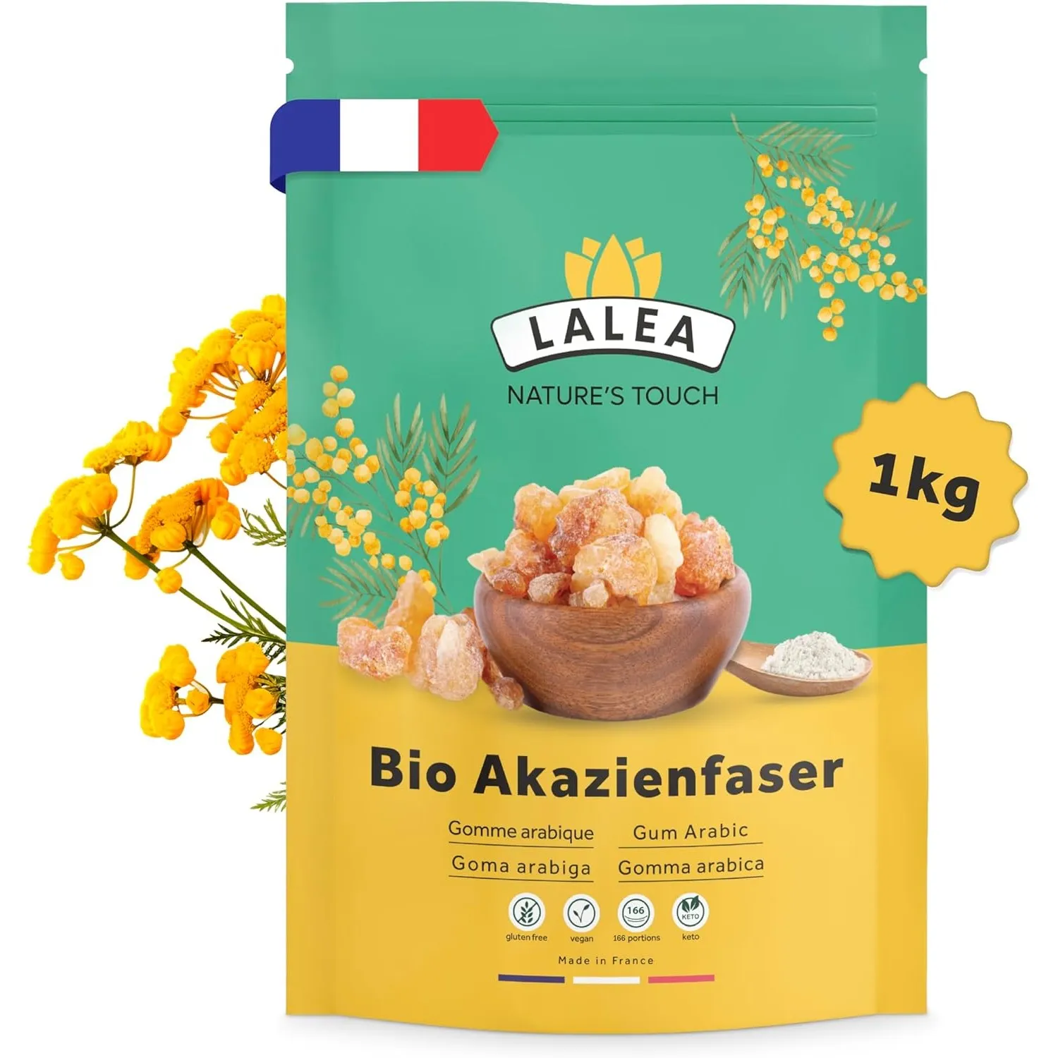 Akazienfaser Pulver Bio - 1Kg - 90% Ballaststoffe, ballaststoffe pulver aus akazienfasern Bio, Vegan & Keto, Glutenfrei…