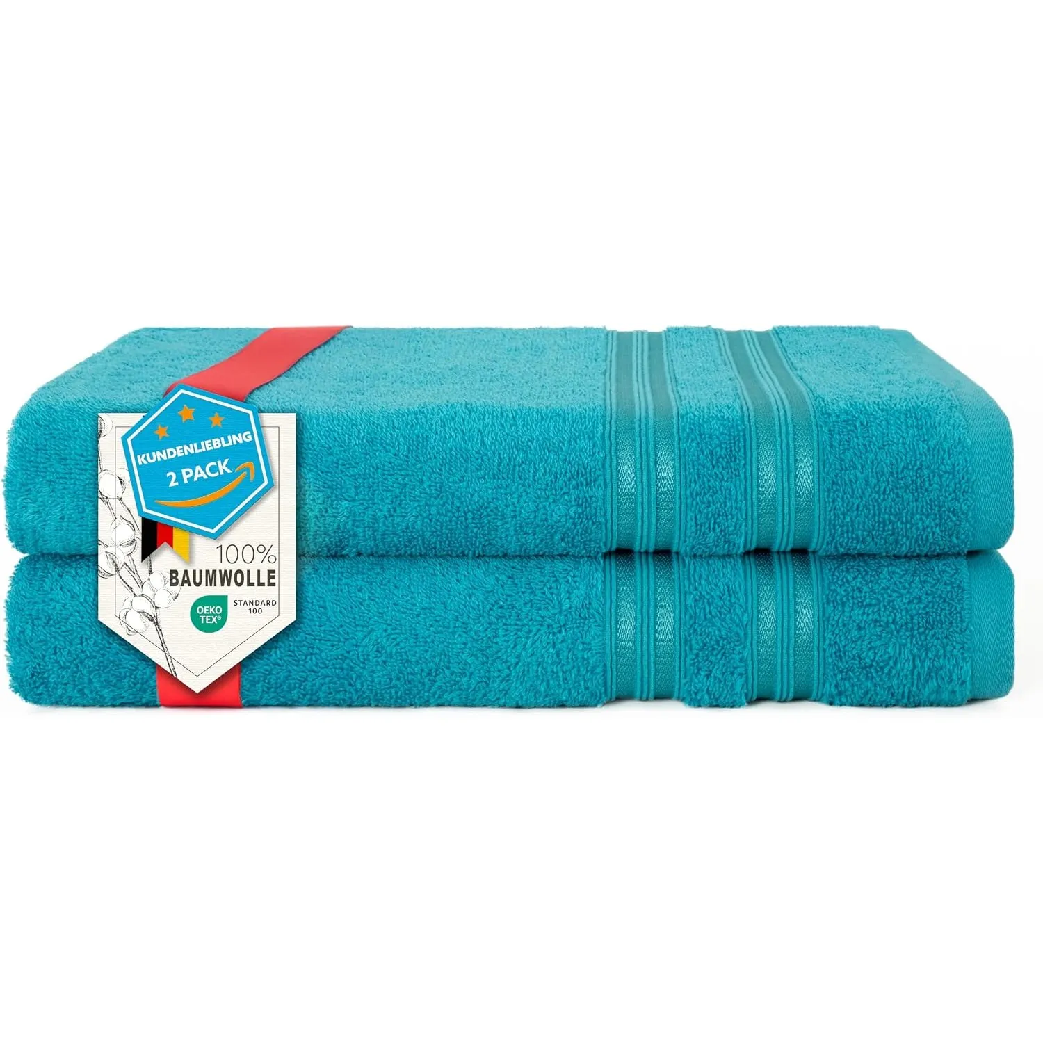 Hammetex Badetücher 2er Set 70x140 cm, Duschtuch, 100% Baumwolle Frottee