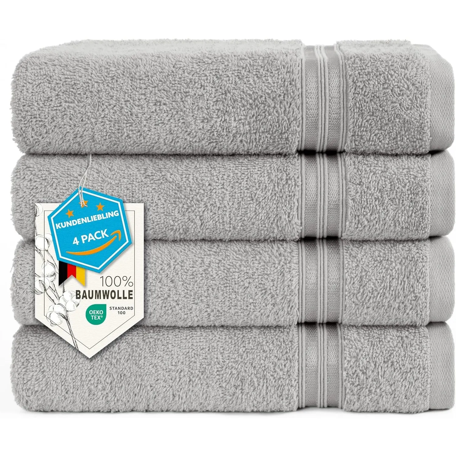Hammetex Handtücher 4er Set 50x100 cm, 100% Baumwolle Frottee