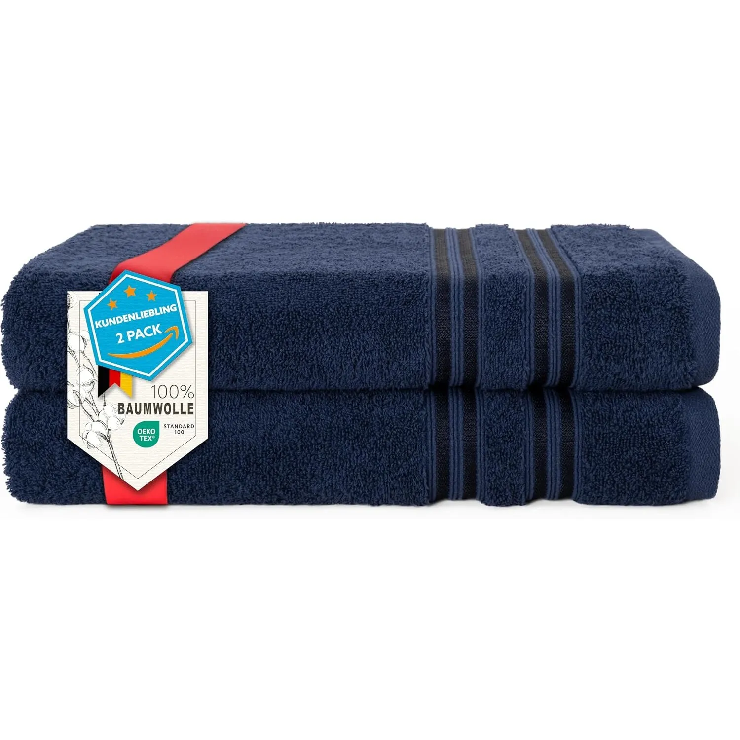 Hammetex Badetücher 2er Set 70x140 cm, Duschtuch, 100% Baumwolle Frottee