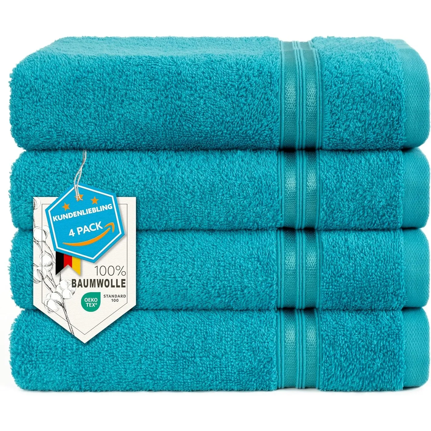 Hammetex Handtücher 4er Set 50x100 cm, 100% Baumwolle Frottee