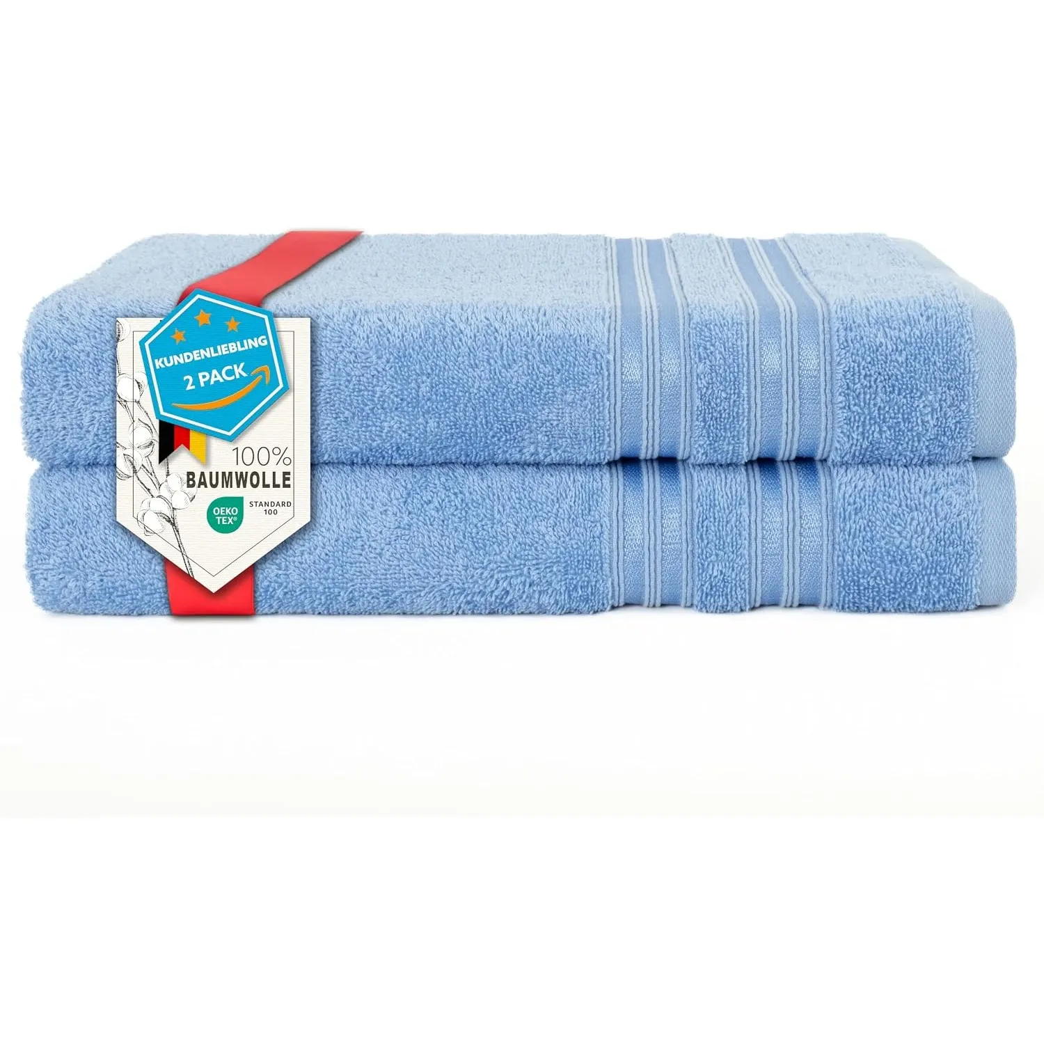 Hammetex Badetücher 2er Set 70x140 cm, Duschtuch, 100% Baumwolle Frottee