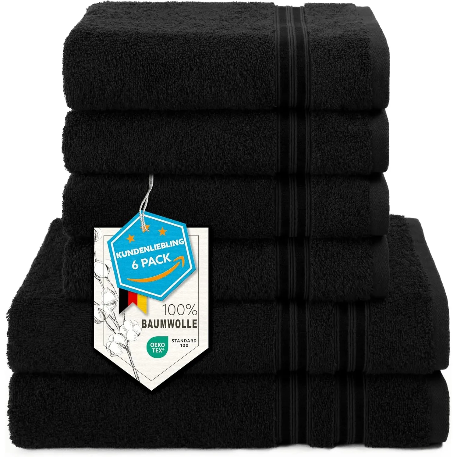 Hammetex Handtuch Set 6 teilig, 2 Badetücher 70x140 + 4 Handtücher 50x100