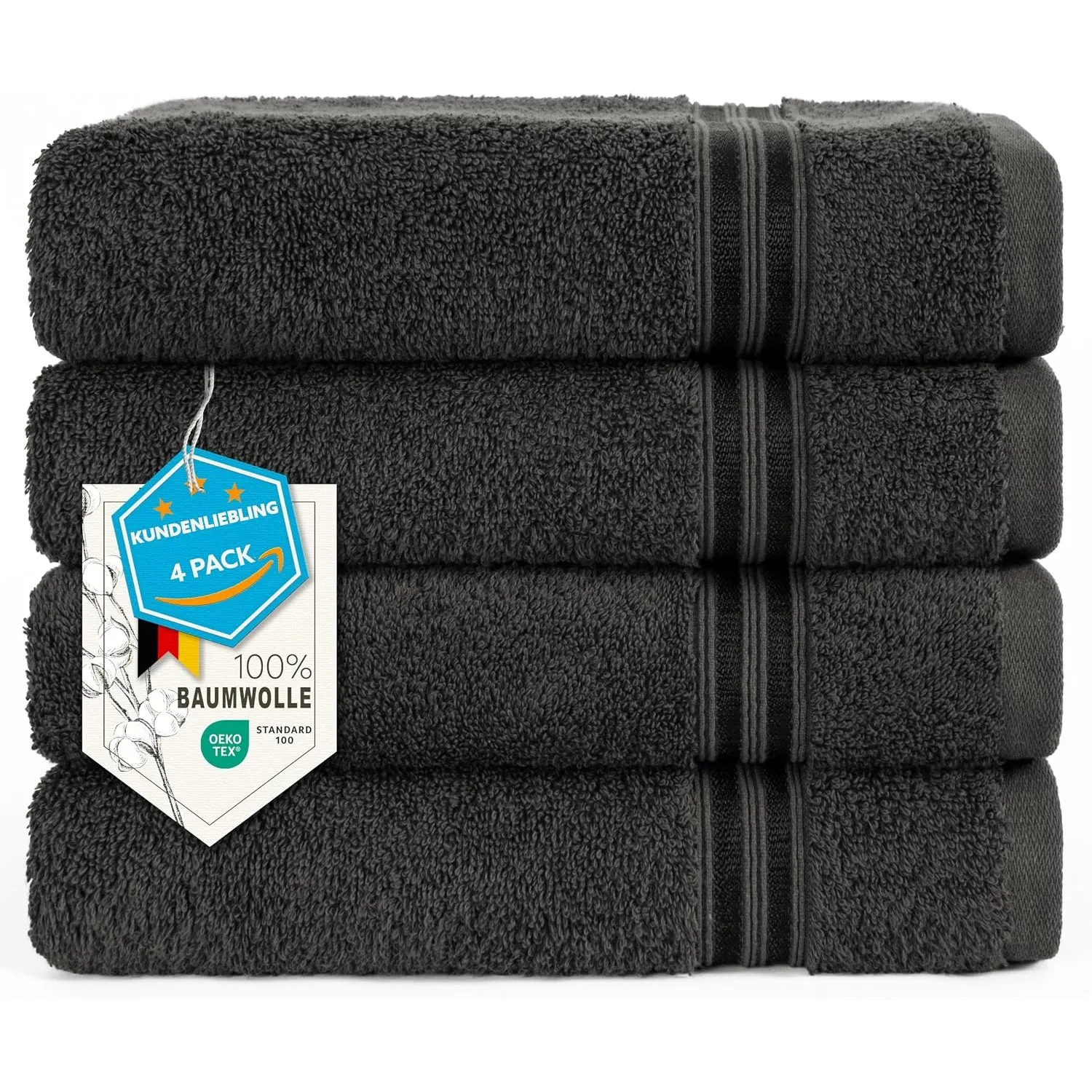 Hammetex Handtücher 4er Set 50x100 cm, 100% Baumwolle Frottee